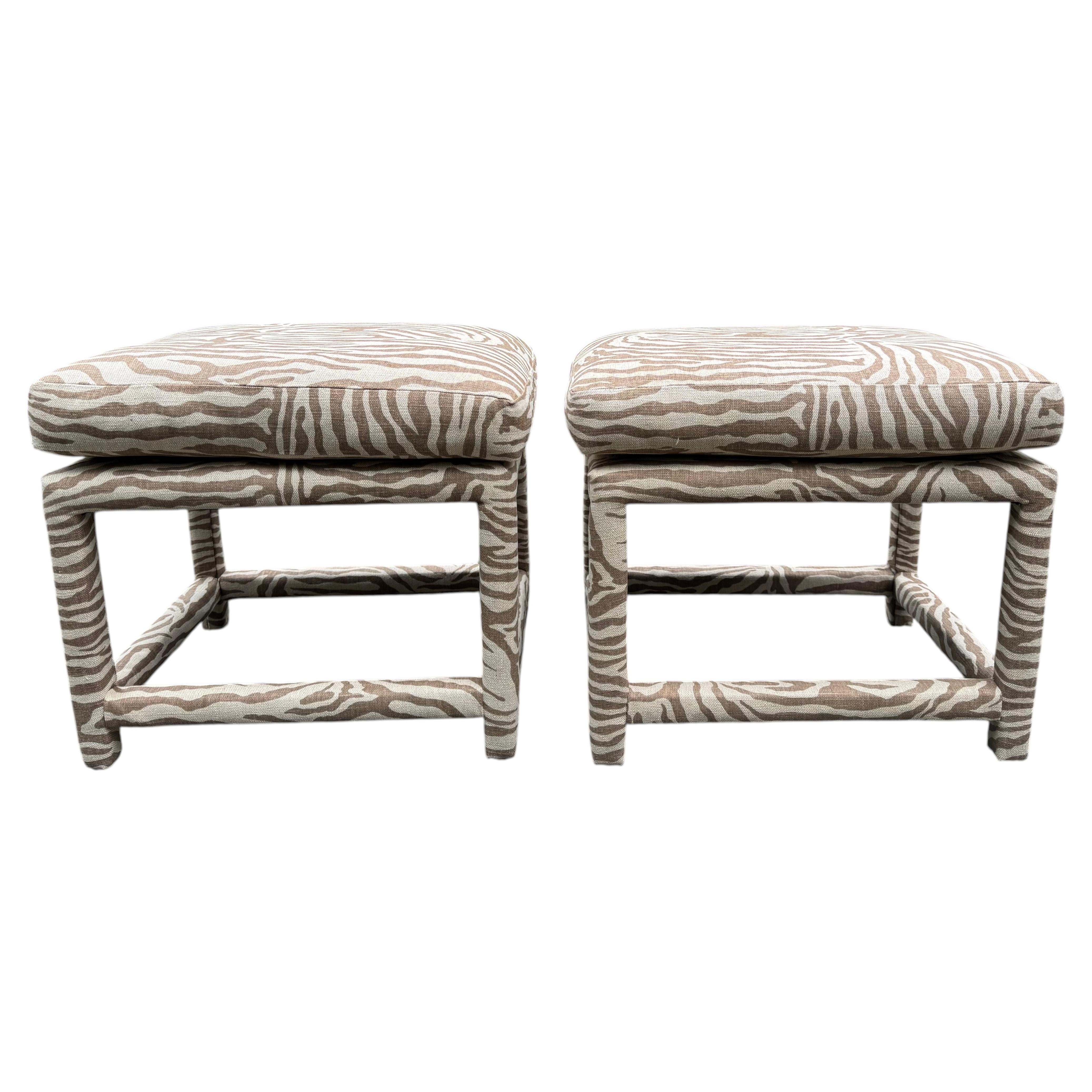 Pair of Vintage Newly Upholstered Thayer Coggin for Milo Baughman Ottomans