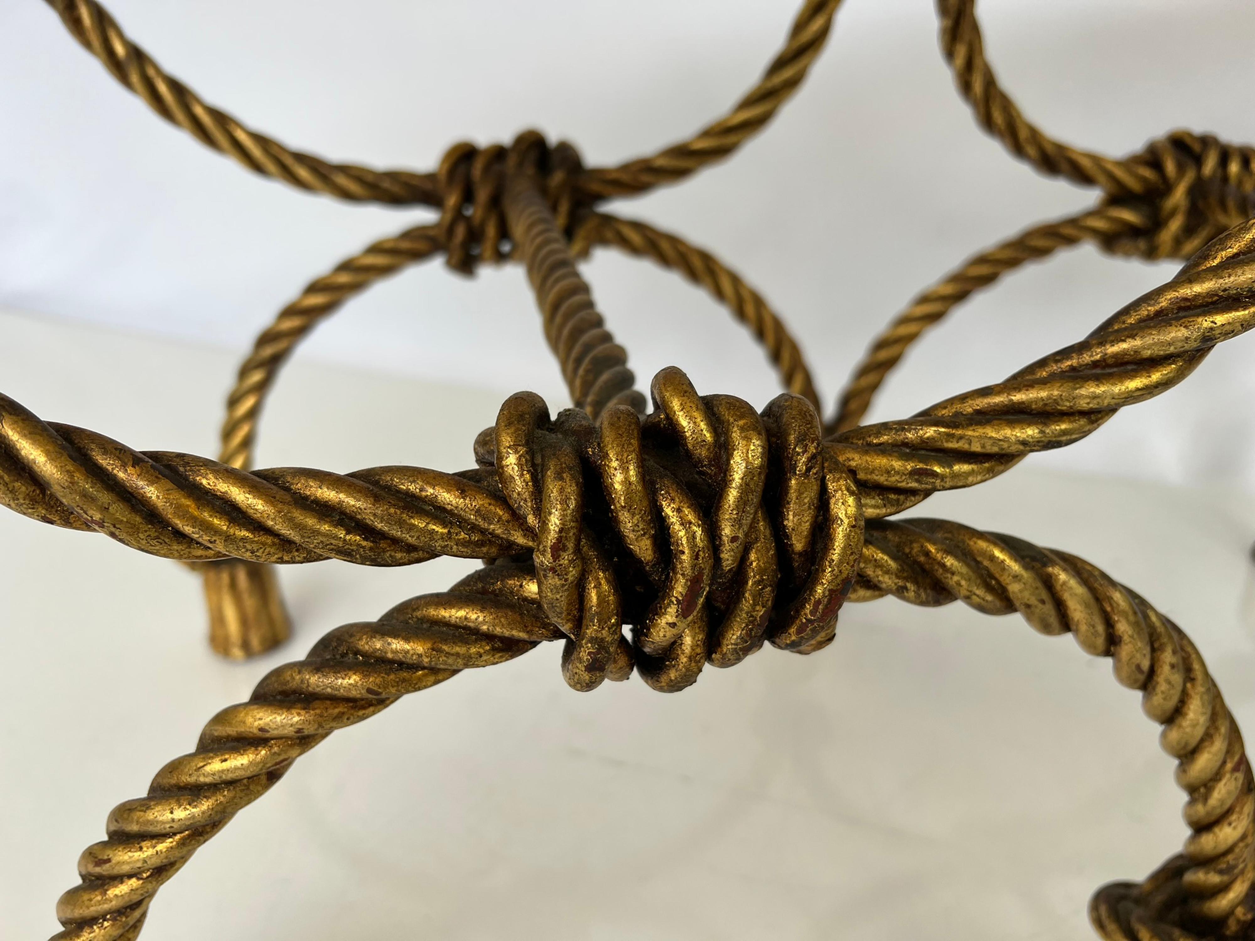 Dorato Coppia di panche d'epoca Niccolini in ferro dorato con corde e nappe in vendita