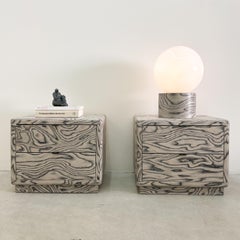 Pair of Vintage Nightstands Featuring Ettore Sottsass Veneer 70s 80s