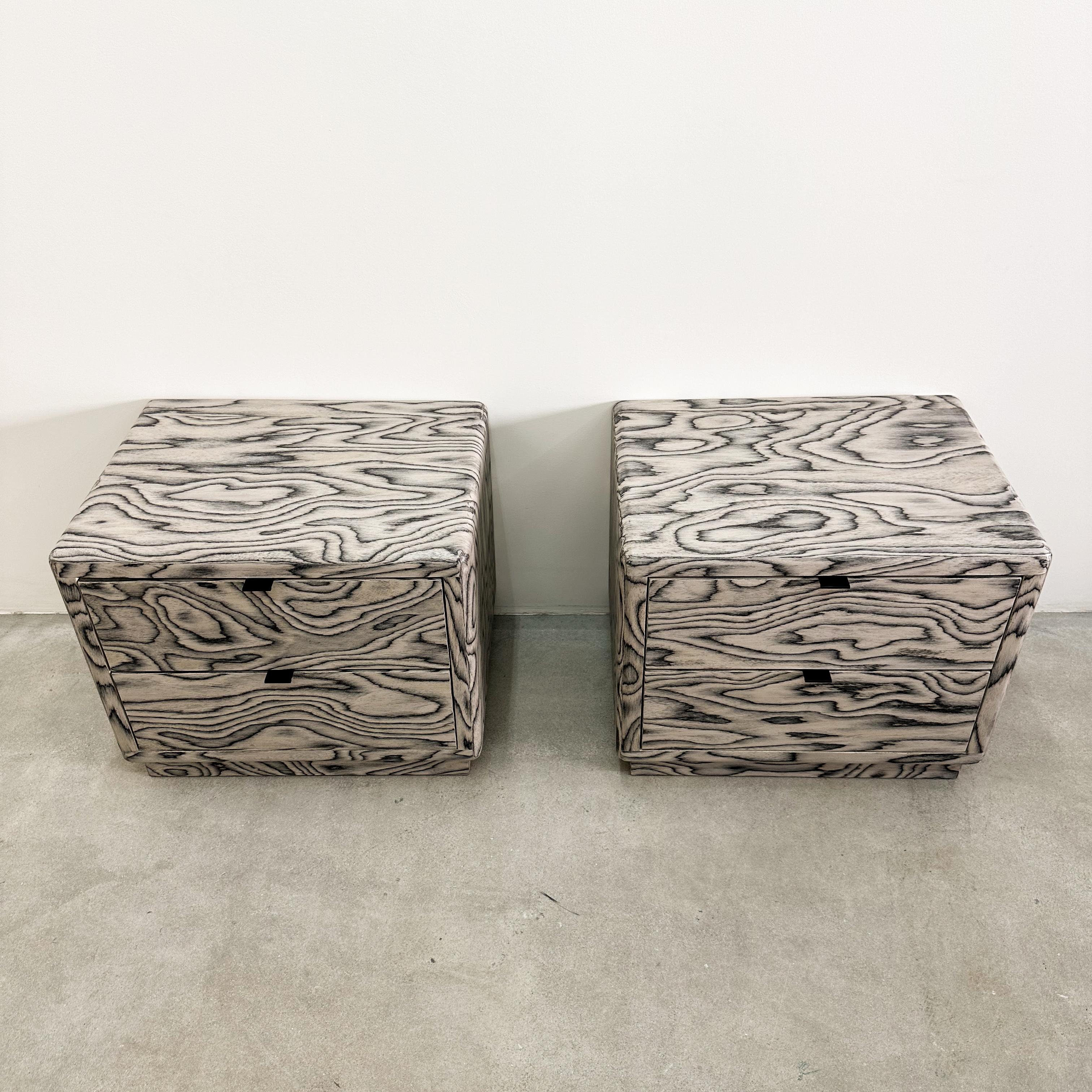Pair of Vintage Nightstands Featuring Ettore Sottsass Veneer 70s 80s In Good Condition For Sale In Palm Desert, CA