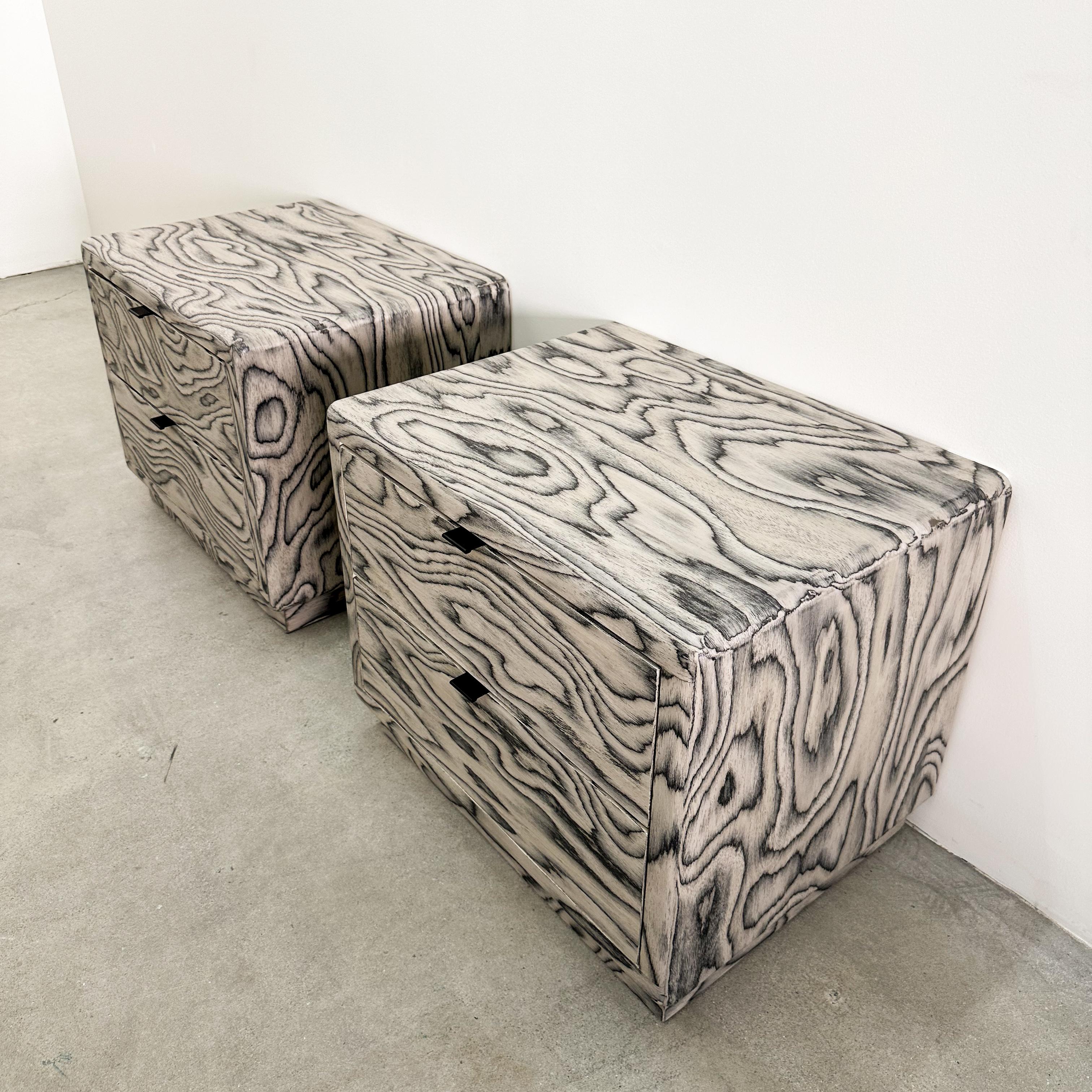 Pair of Vintage Nightstands Featuring Ettore Sottsass Veneer 70s 80s 1