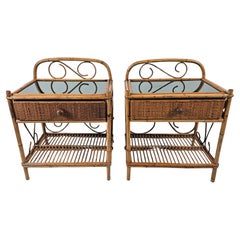 Pair of Vintage Nightstands in Bamboo