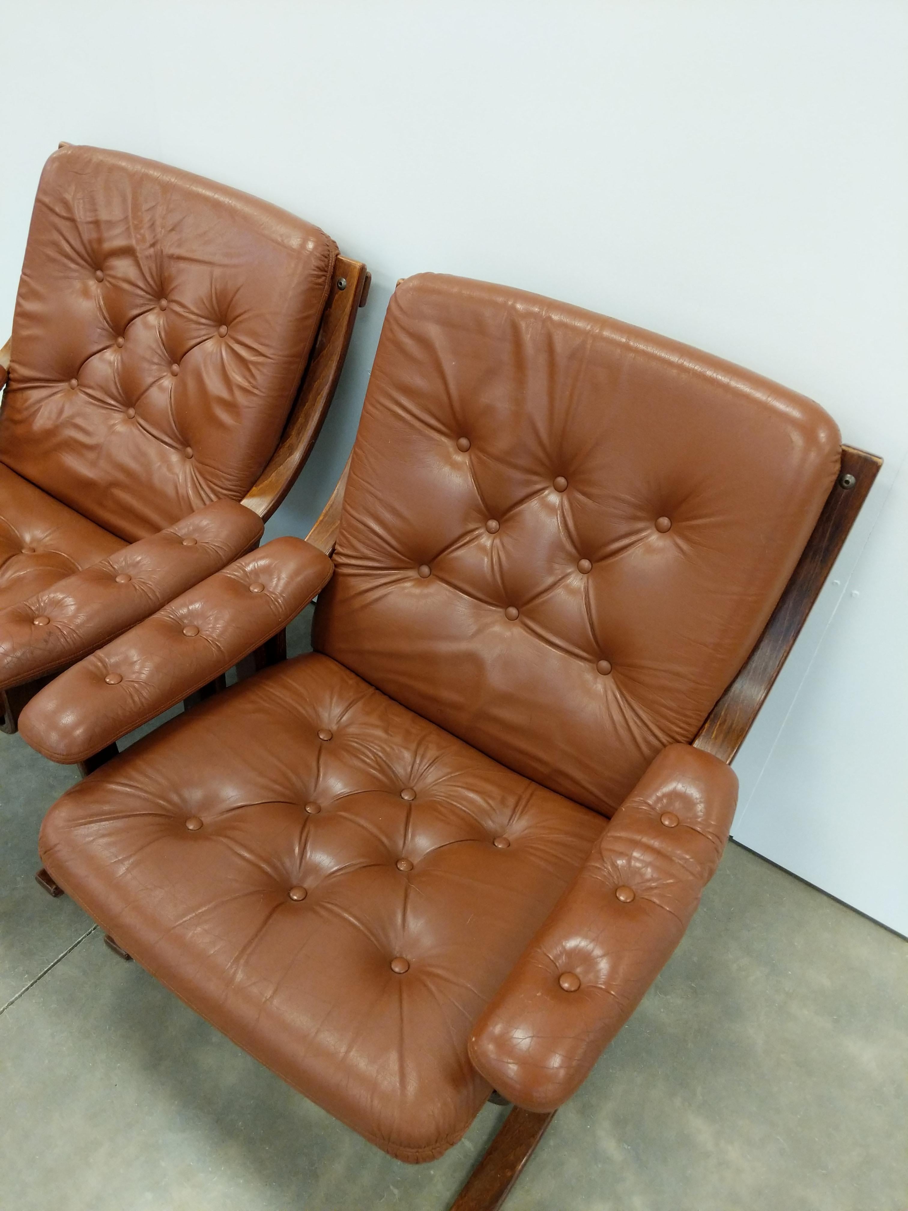 20th Century Pair of Vintage Norwegian Mid Century Modern Jon Hjortdal Lounge Chairs