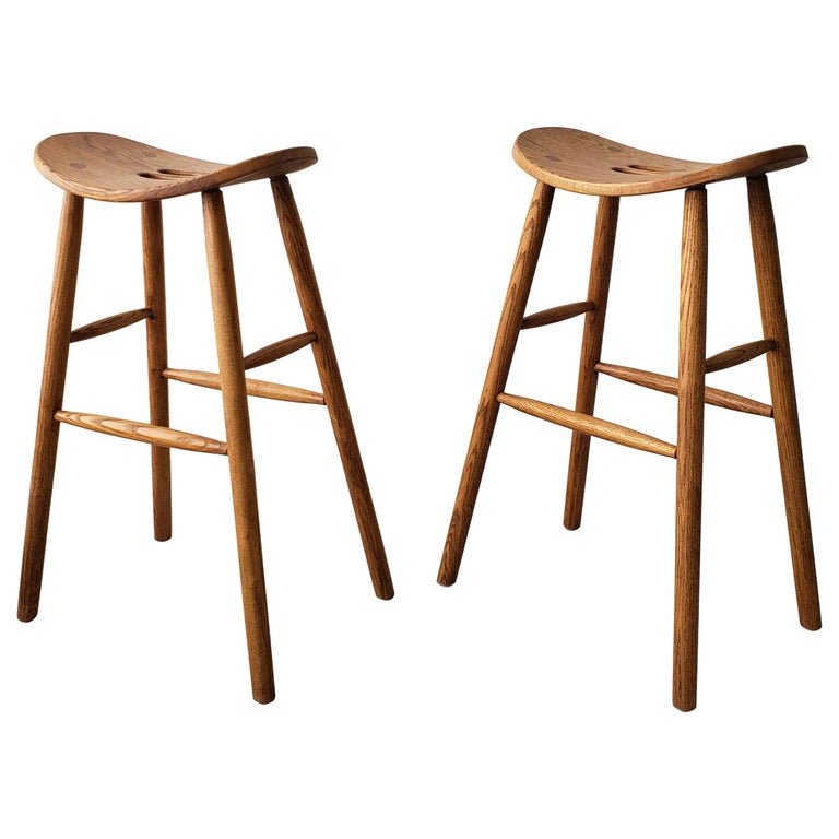 Pair of Vintage Oak Craftsman Style Bar Stools at 1stDibs vintage oak
