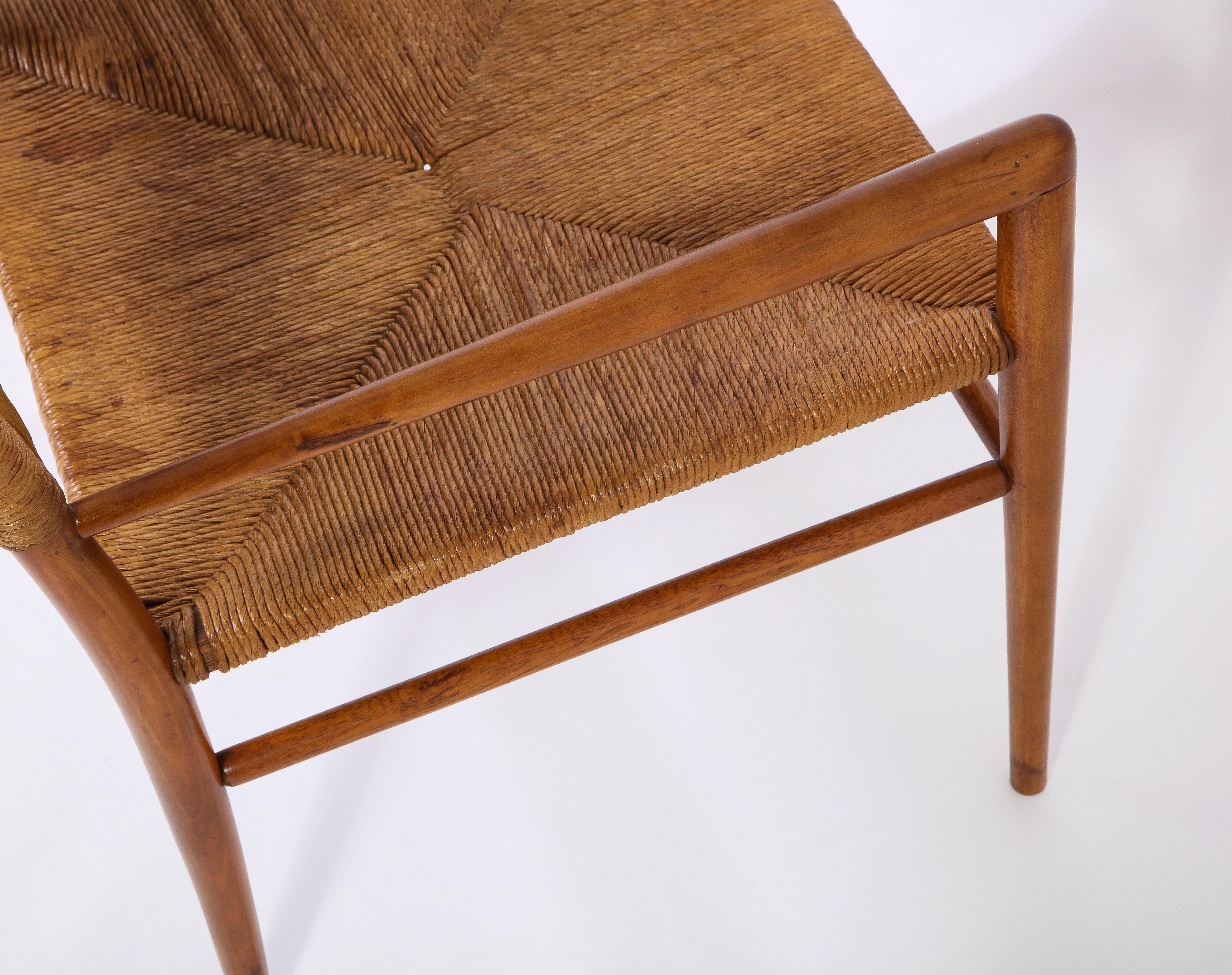 Pair of Vintage Oak and Rush Chairs by Mel Smilow, USA, 1960 For Sale 3