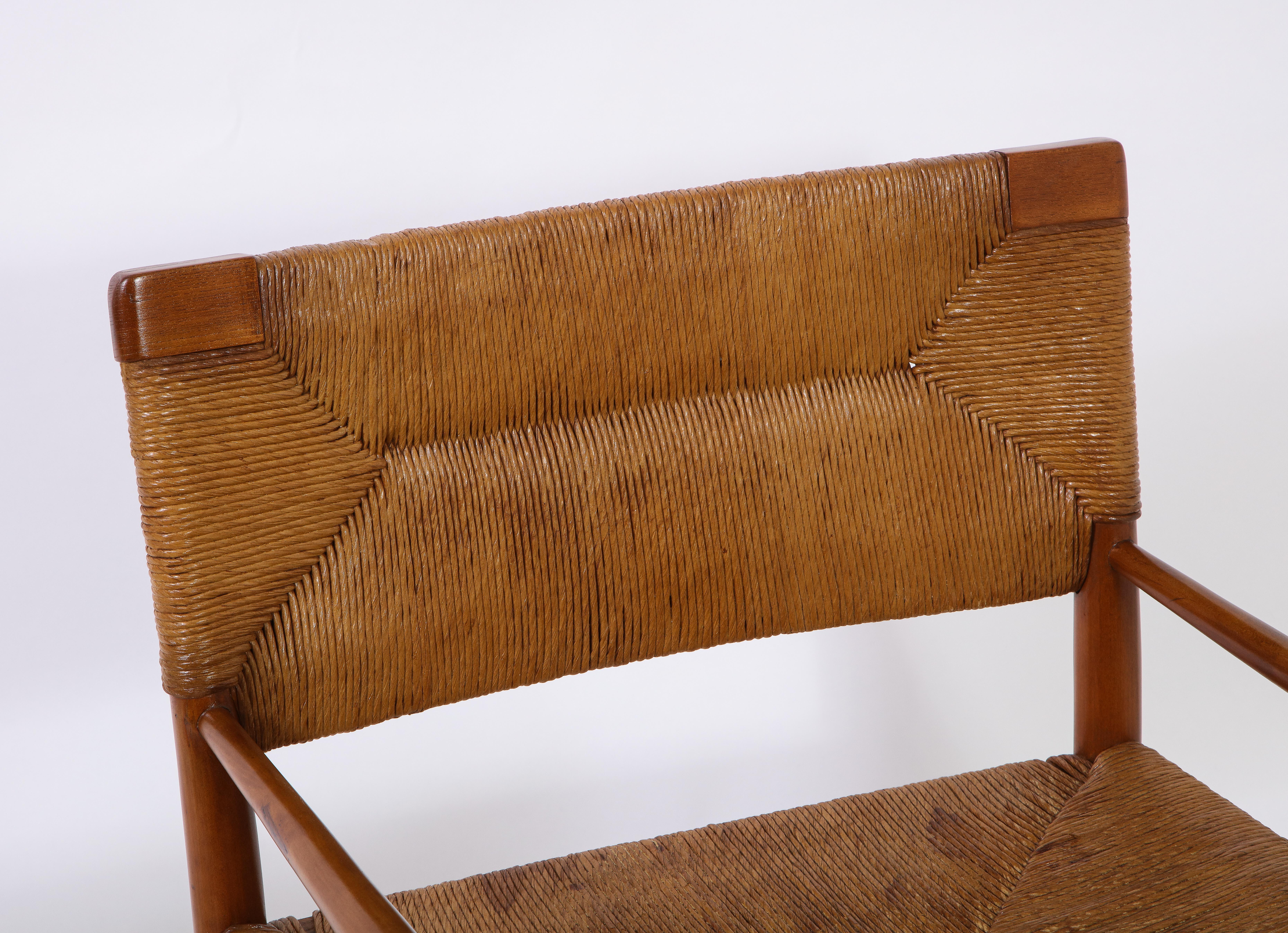 Mid-Century Modern Pair of Vintage Oak and Rush Chairs by Mel Smilow, USA, 1960 For Sale