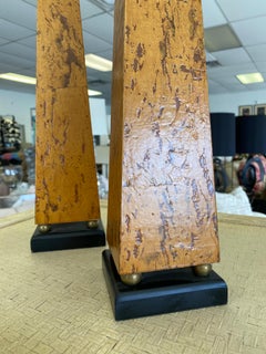 Pair of Vintage Obelisks in Wood with Metal Trim