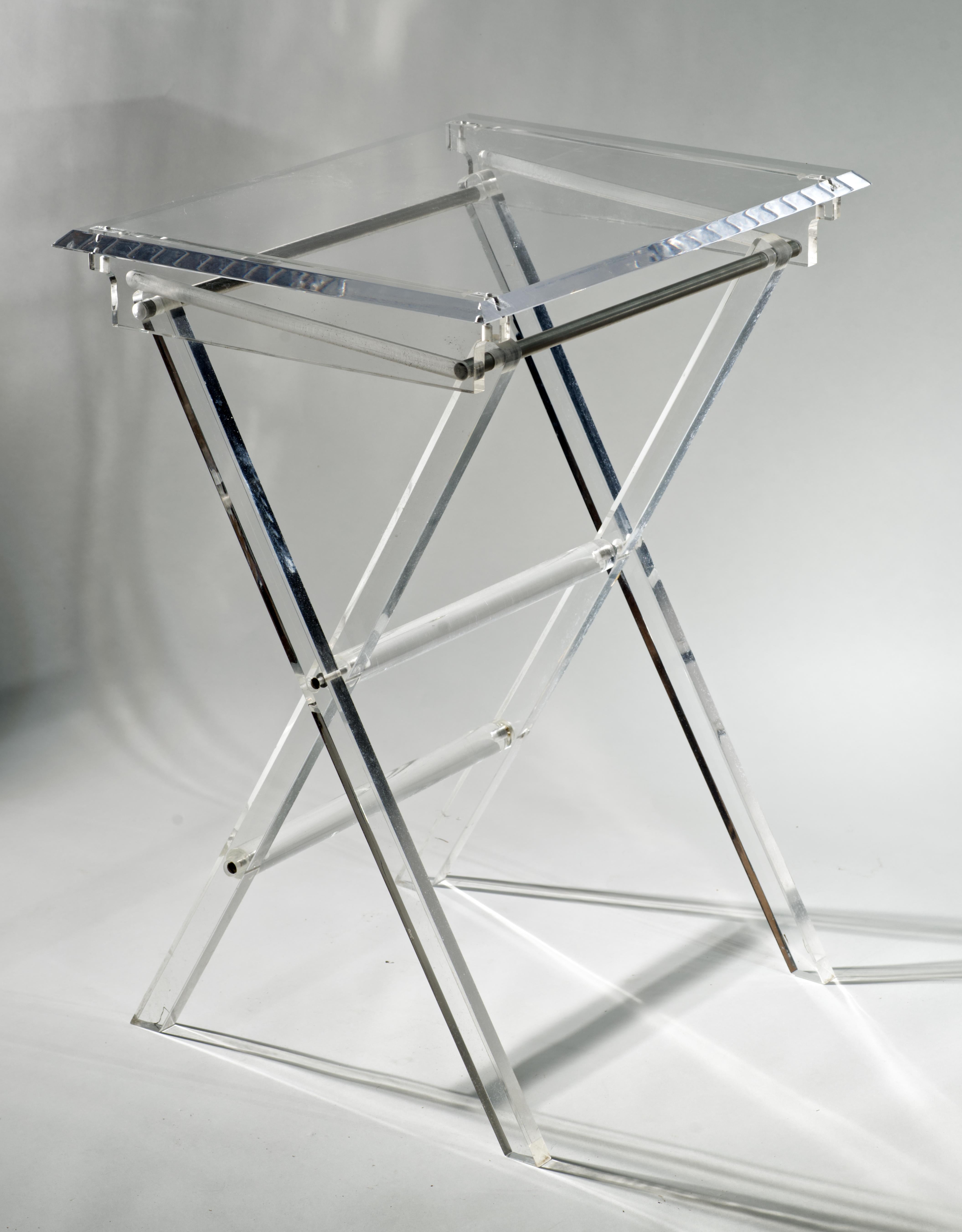 American Pair of Vintage Occasional Lucite Folding Tables, TV Trays For Sale