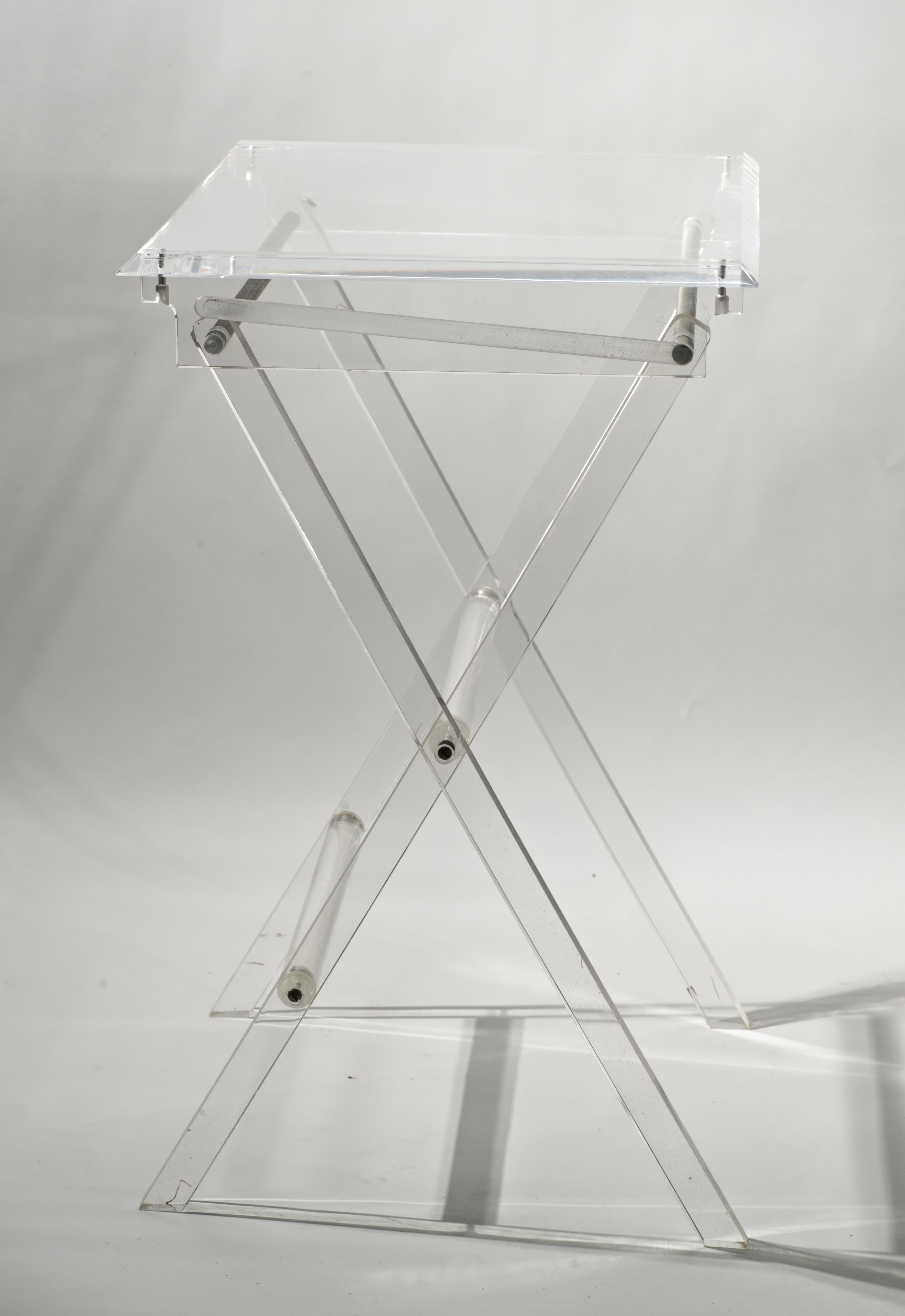 Pair of Vintage Occasional Lucite Folding Tables, TV Trays For Sale 1