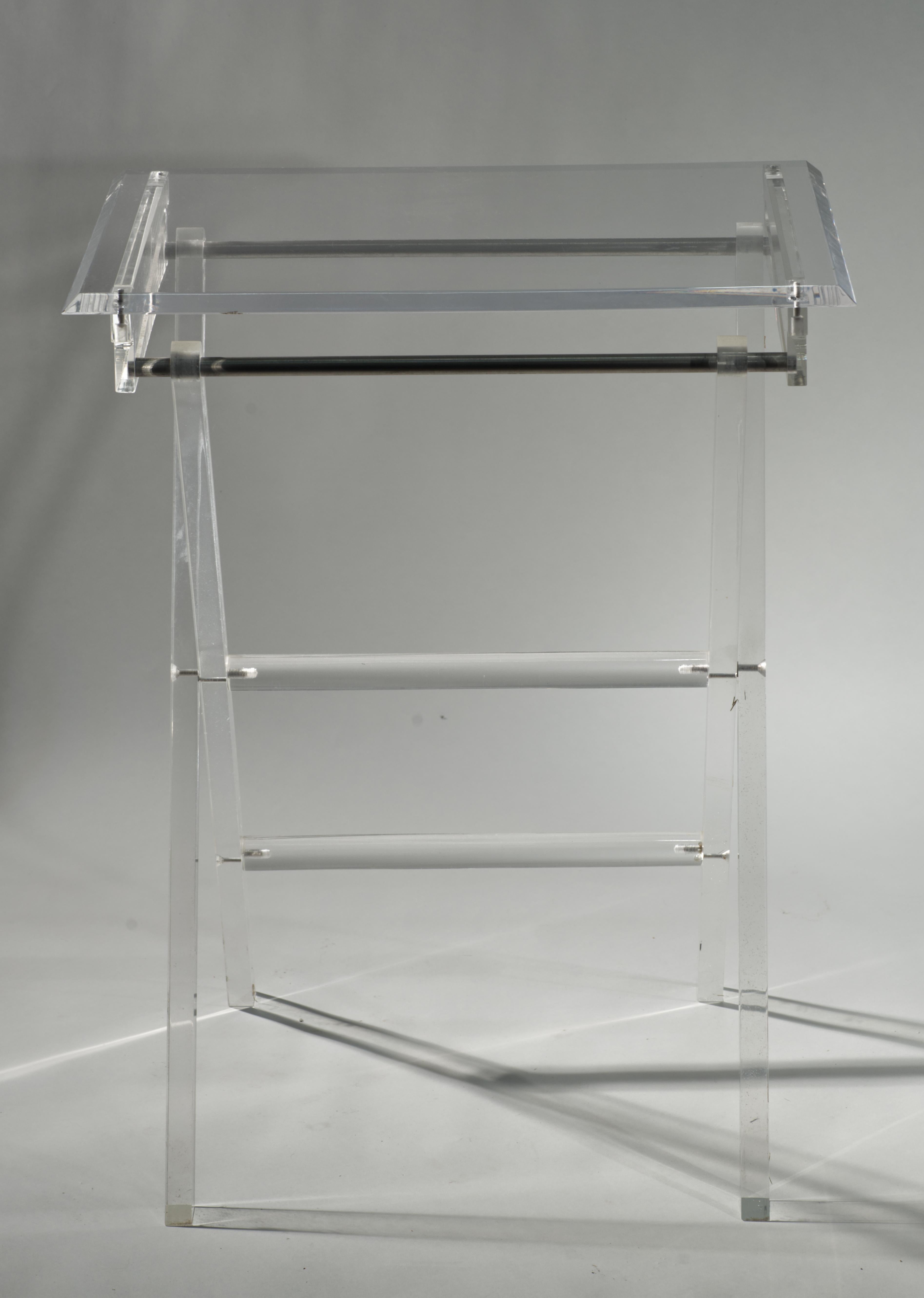 Pair of Vintage Occasional Lucite Folding Tables, TV Trays For Sale 3