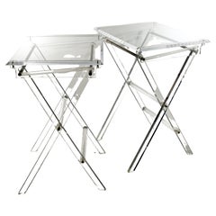 Pair of Vintage Occasional Lucite Folding Tables, TV Trays