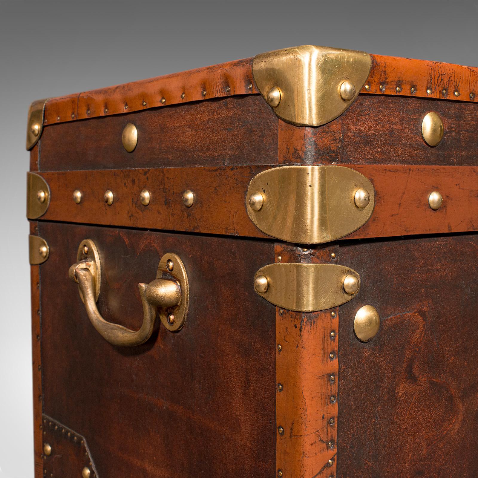 Pair Of Vintage Officer's Campaign Trunks, English, Leather, Cases, Nightstand 5