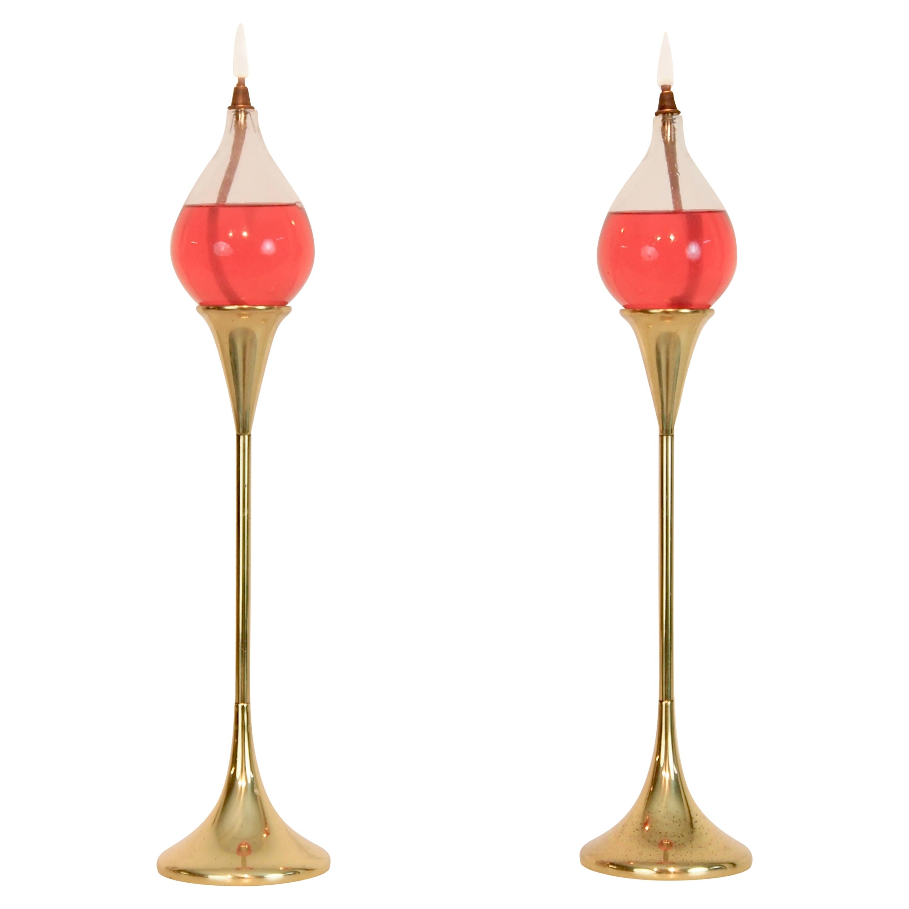 Pair of Vintage Oil Lamps "Tear Drops" by Freddie Andersen