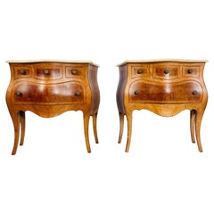 Pair of Vintage  Olive Wood Bombay Commodes, Italy 1900's