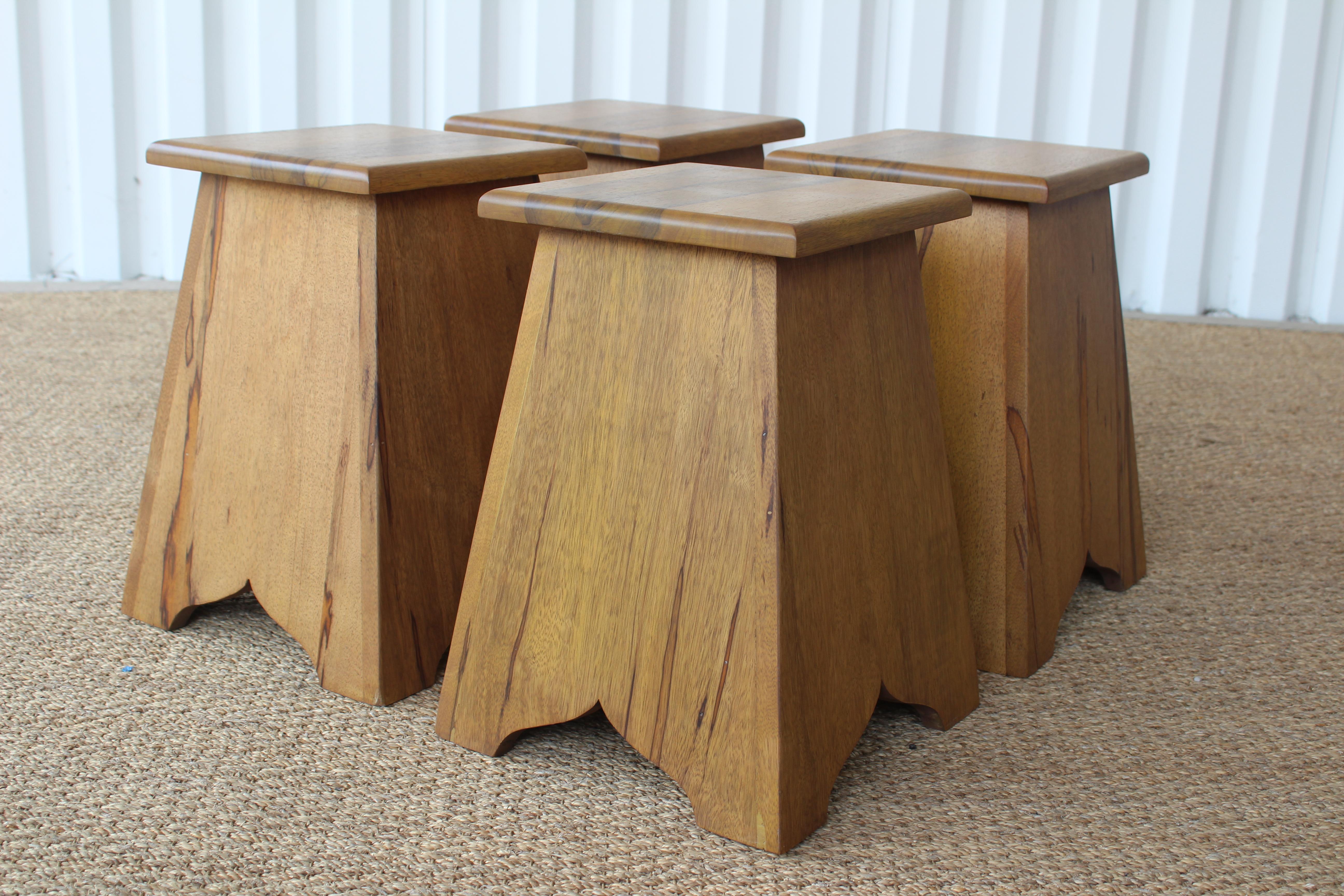 French Pair of Vintage Olive Wood Tables, France, 1960s. One Pair Available.
