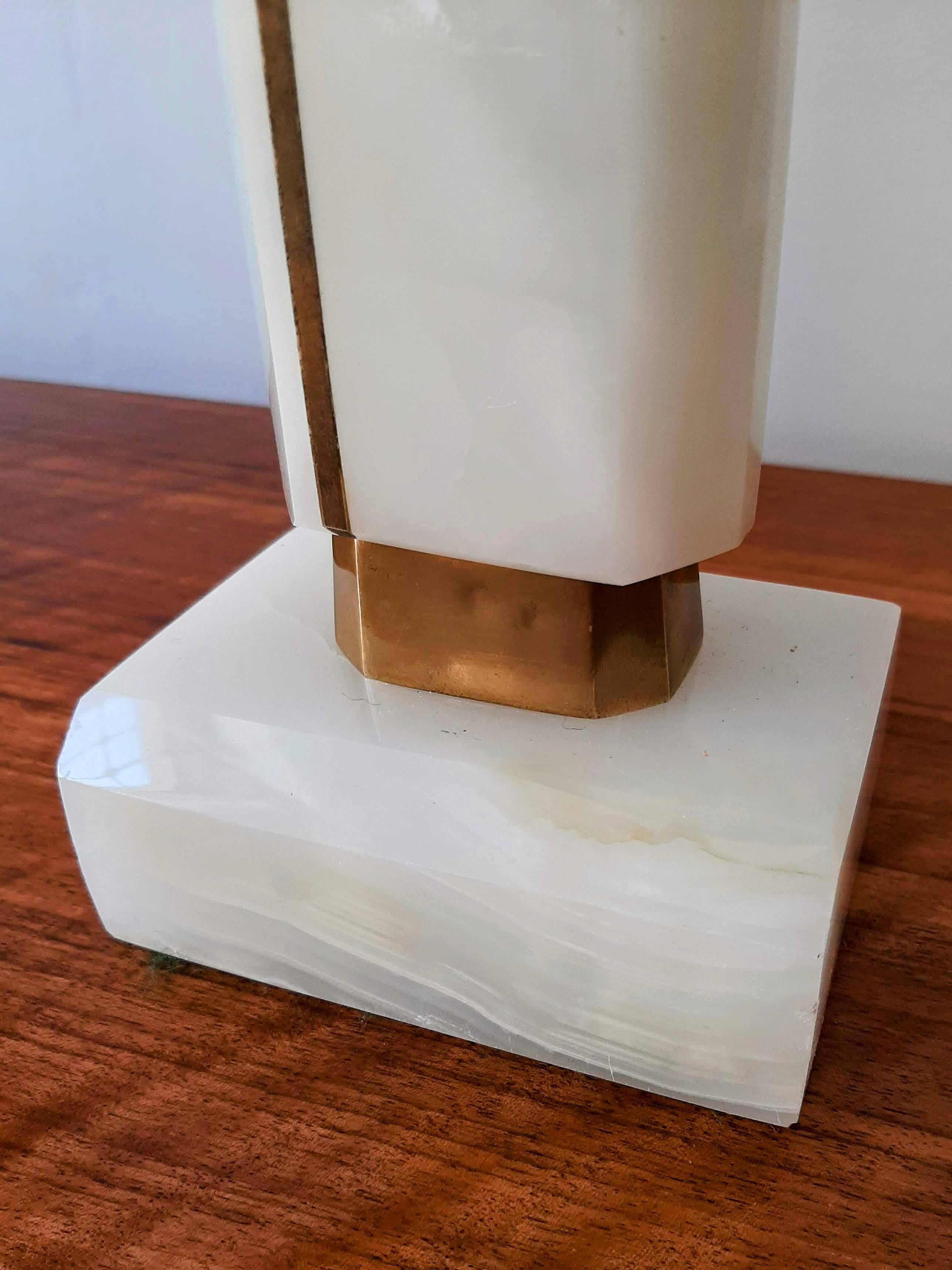 Paire de lampes de bureau vintage en onyx et laiton Bon état - En vente à London, GB