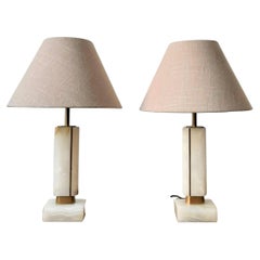 Pair of Vintage Onyx and Brass Table Lamps