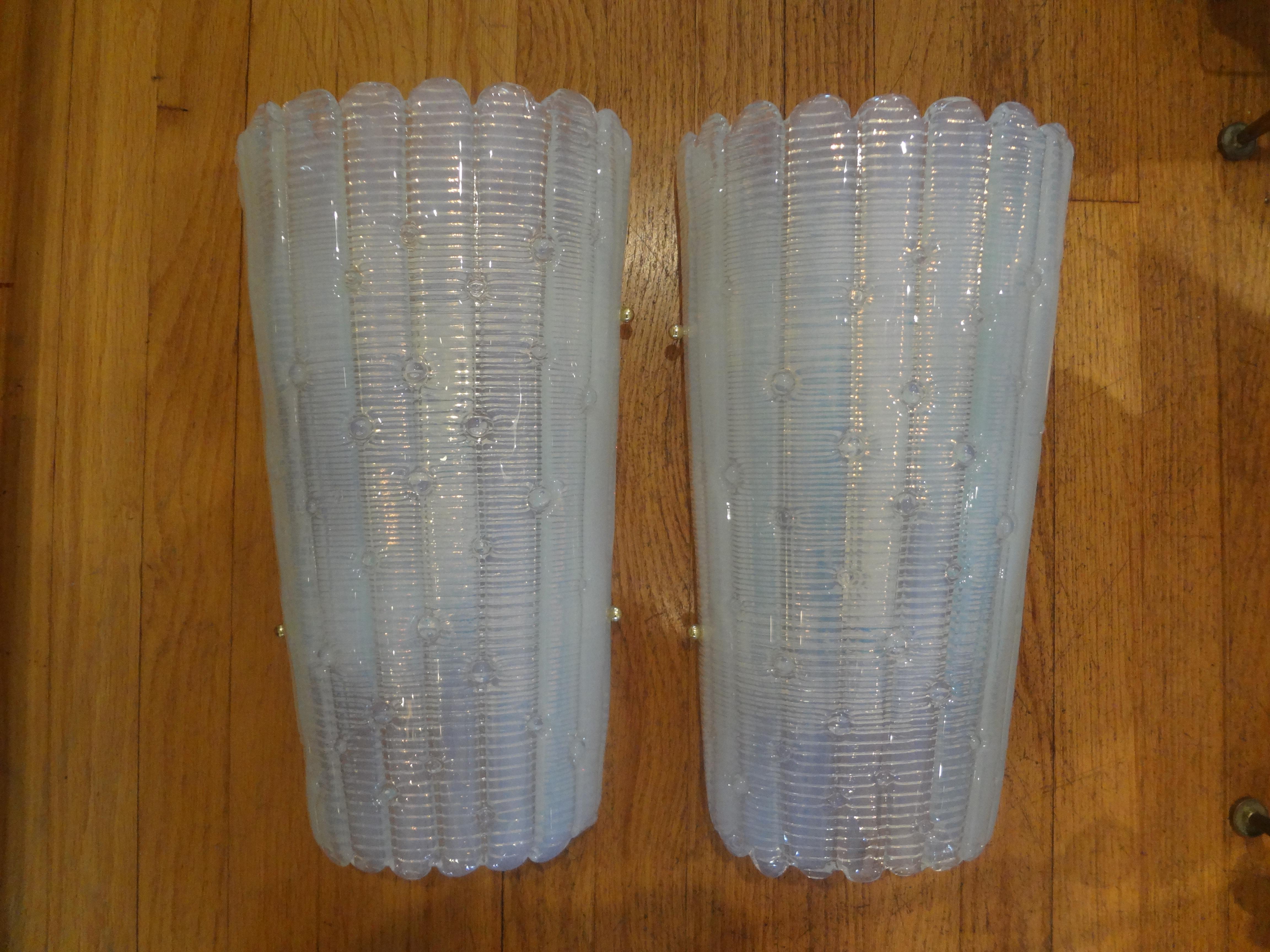 Pair of Vintage Opalescent Murano Glass Sconces 5