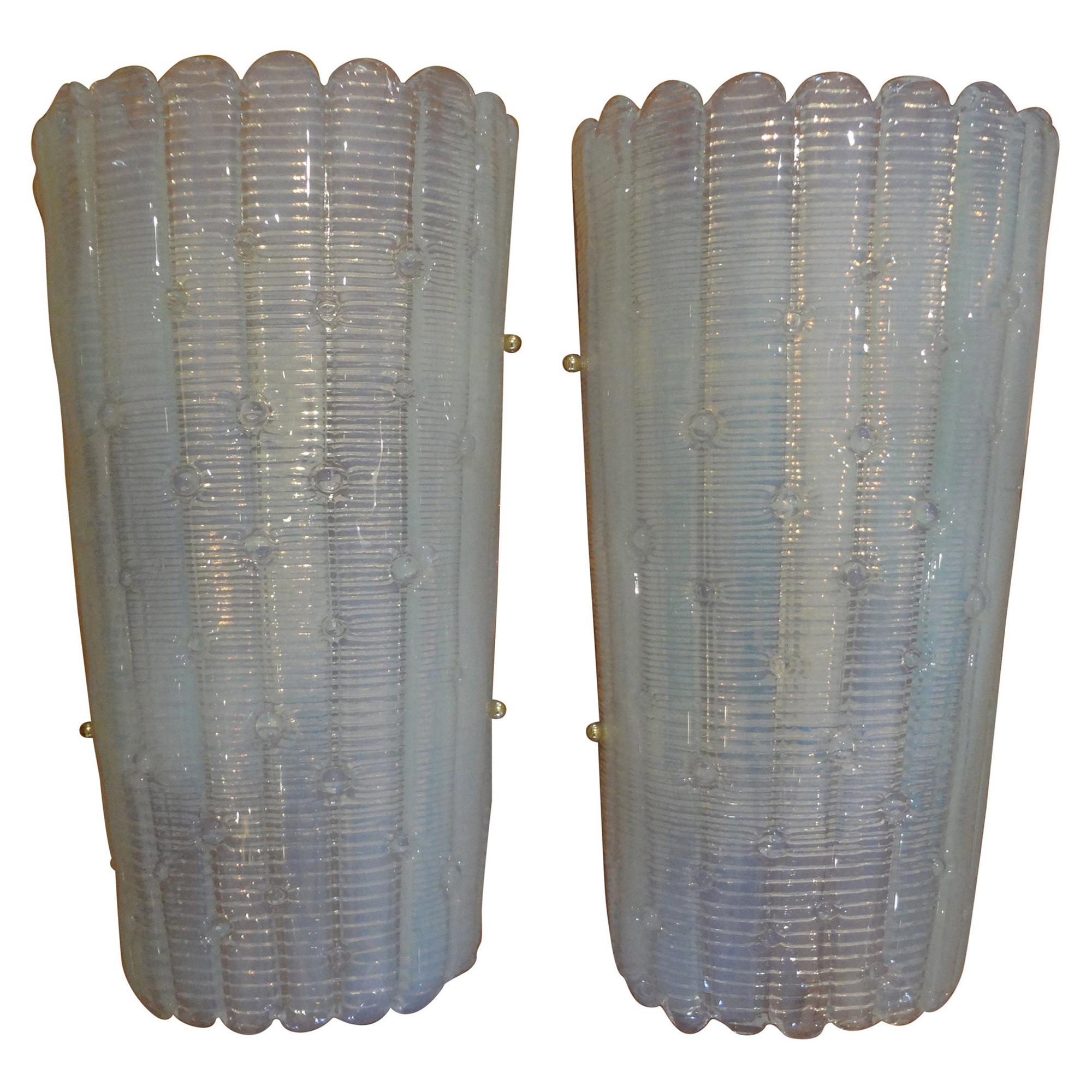 Pair of Vintage Opalescent Murano Glass Sconces