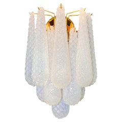 Pair of vintage opalino glass petals drop wall sconce