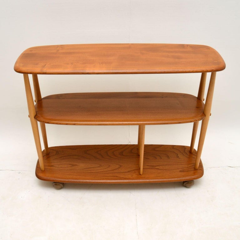 Pair of Vintage Open Bookcases in Solid Elm by Ercol at 1stDibs