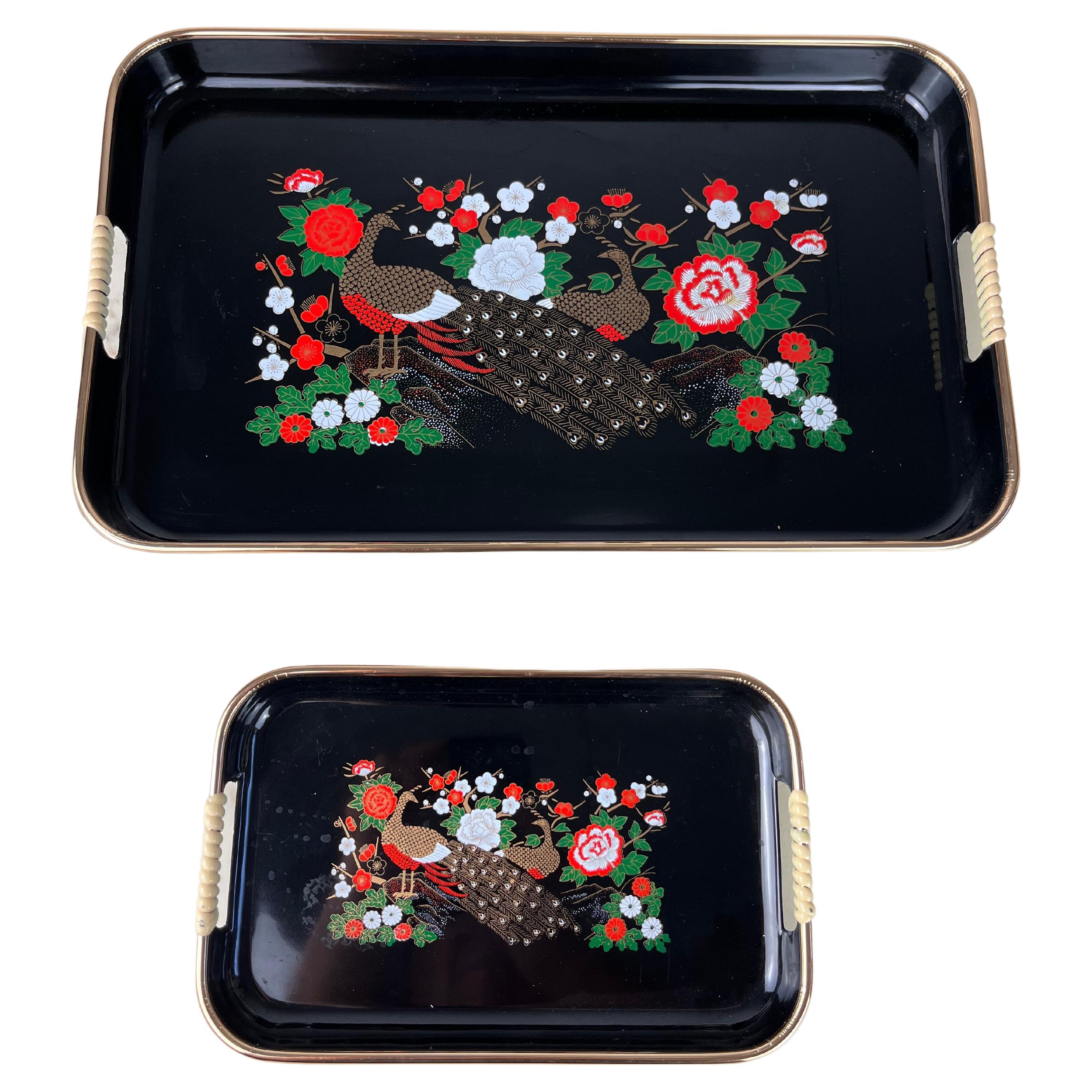 Pair of Vintage Oriental Trays, Japan, 1970s