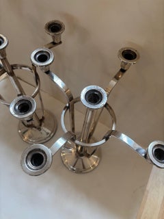 Pair of Vintage Original Beverly Hills Hotel's Silverplated Five Arm Candelabras