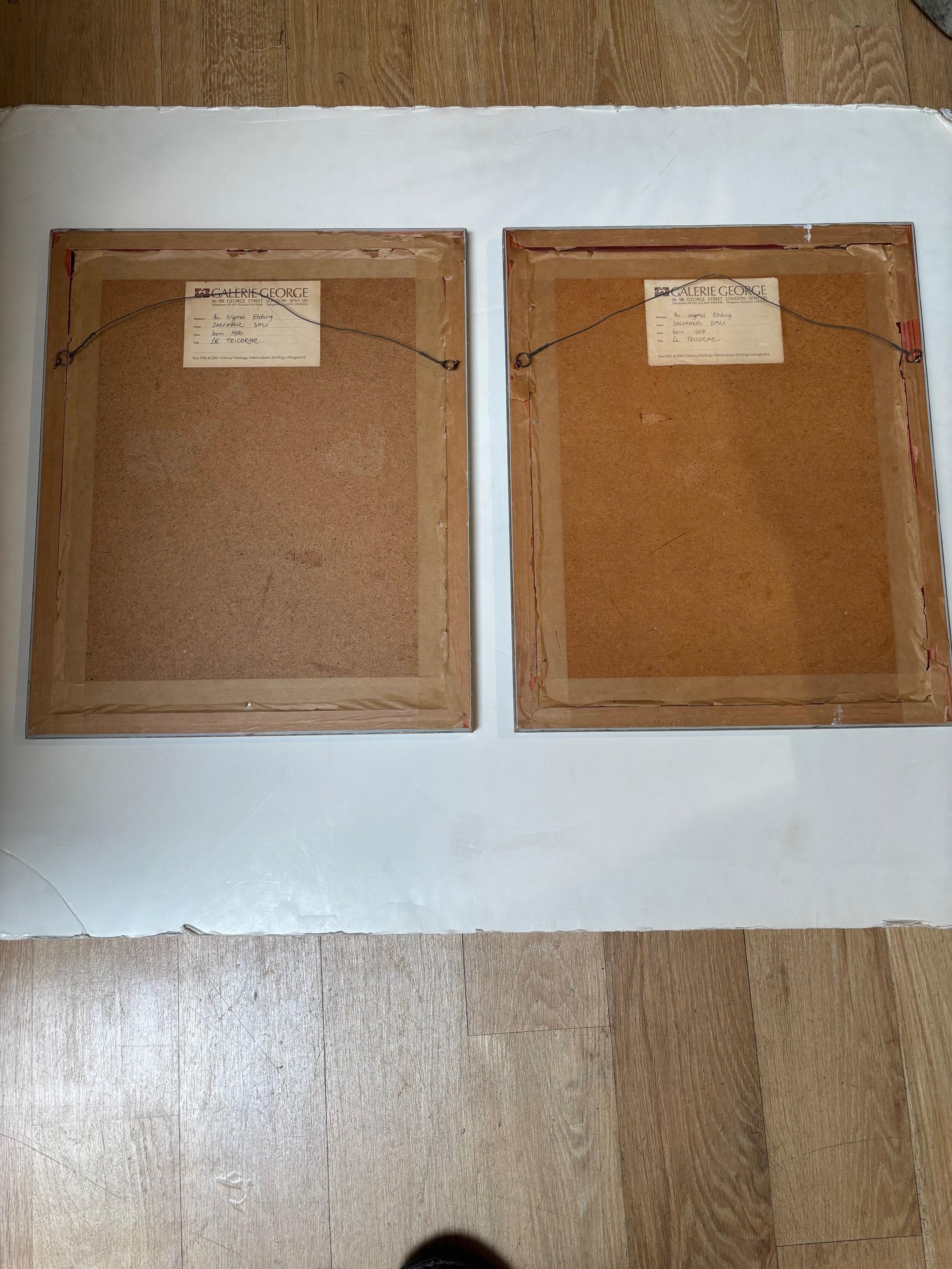 Paire de gravures originales Vintage à l'eau-forte édition limitée 