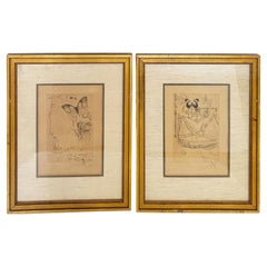 Coppia di acqueforti originali d'epoca Le Tricorne 1958 firmate da Salvador Dali