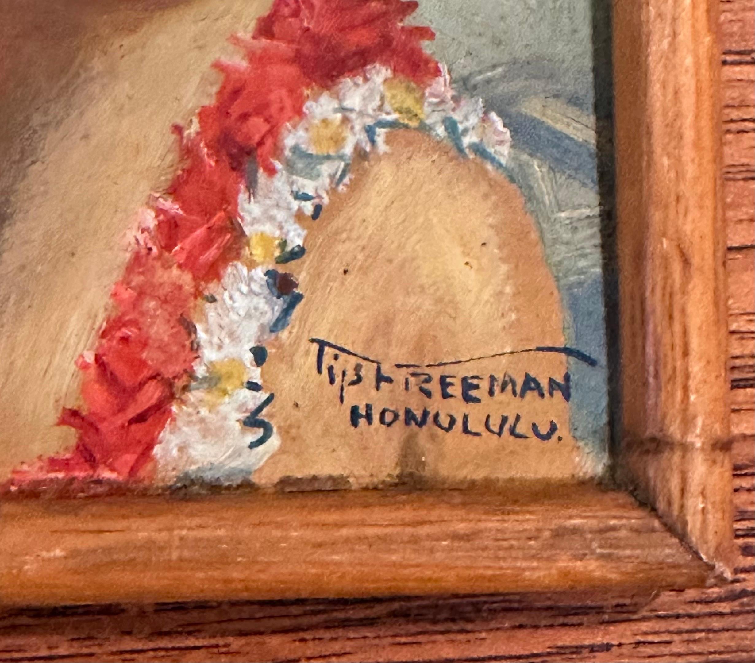 Coppia di mini ritratti hawaiani originali d'epoca di Tip Freeman in vendita 1