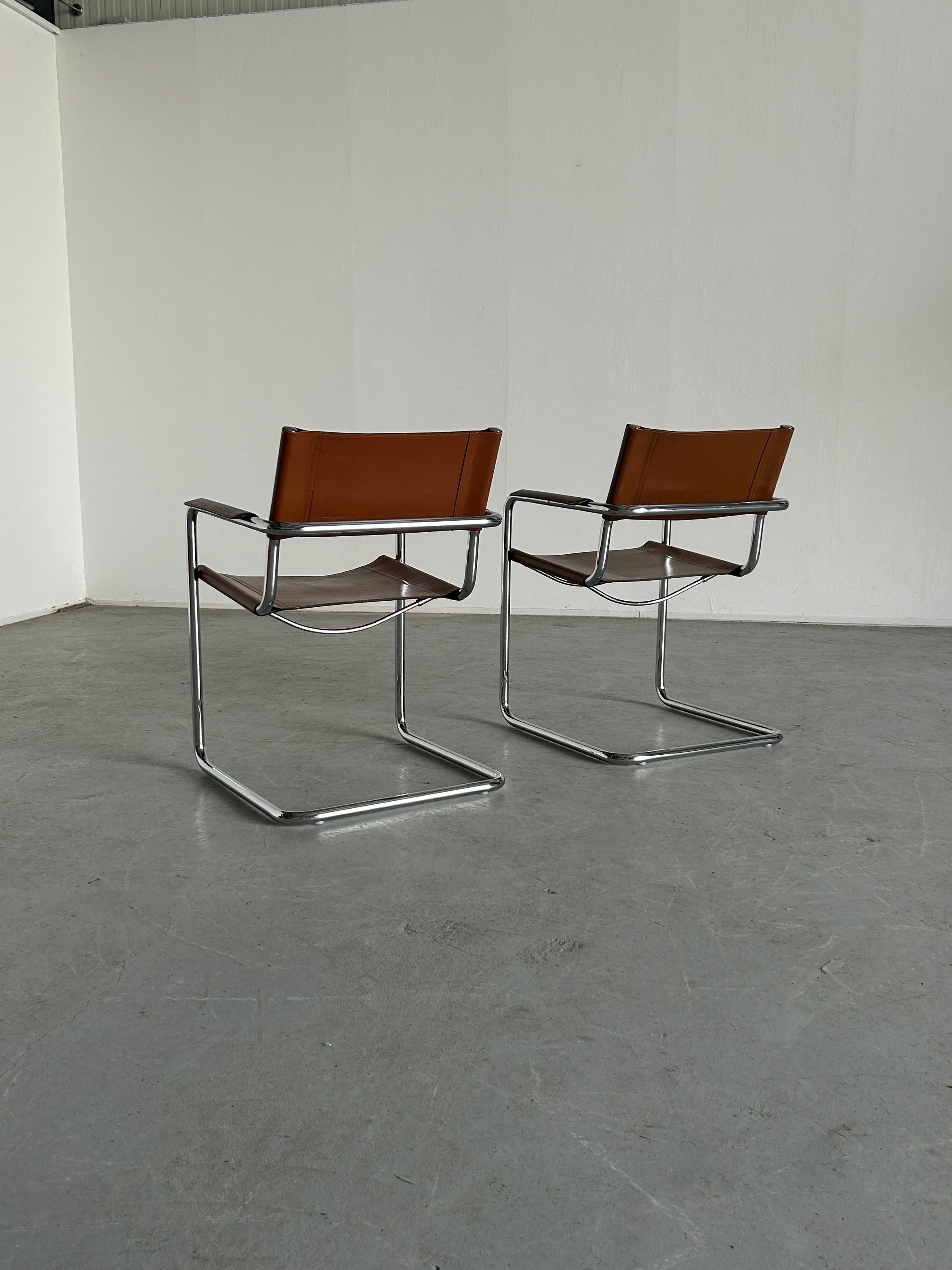 Metal Pair of Vintage Original 'MG5' Armchairs by Centro Studi for Matteo Grassi
