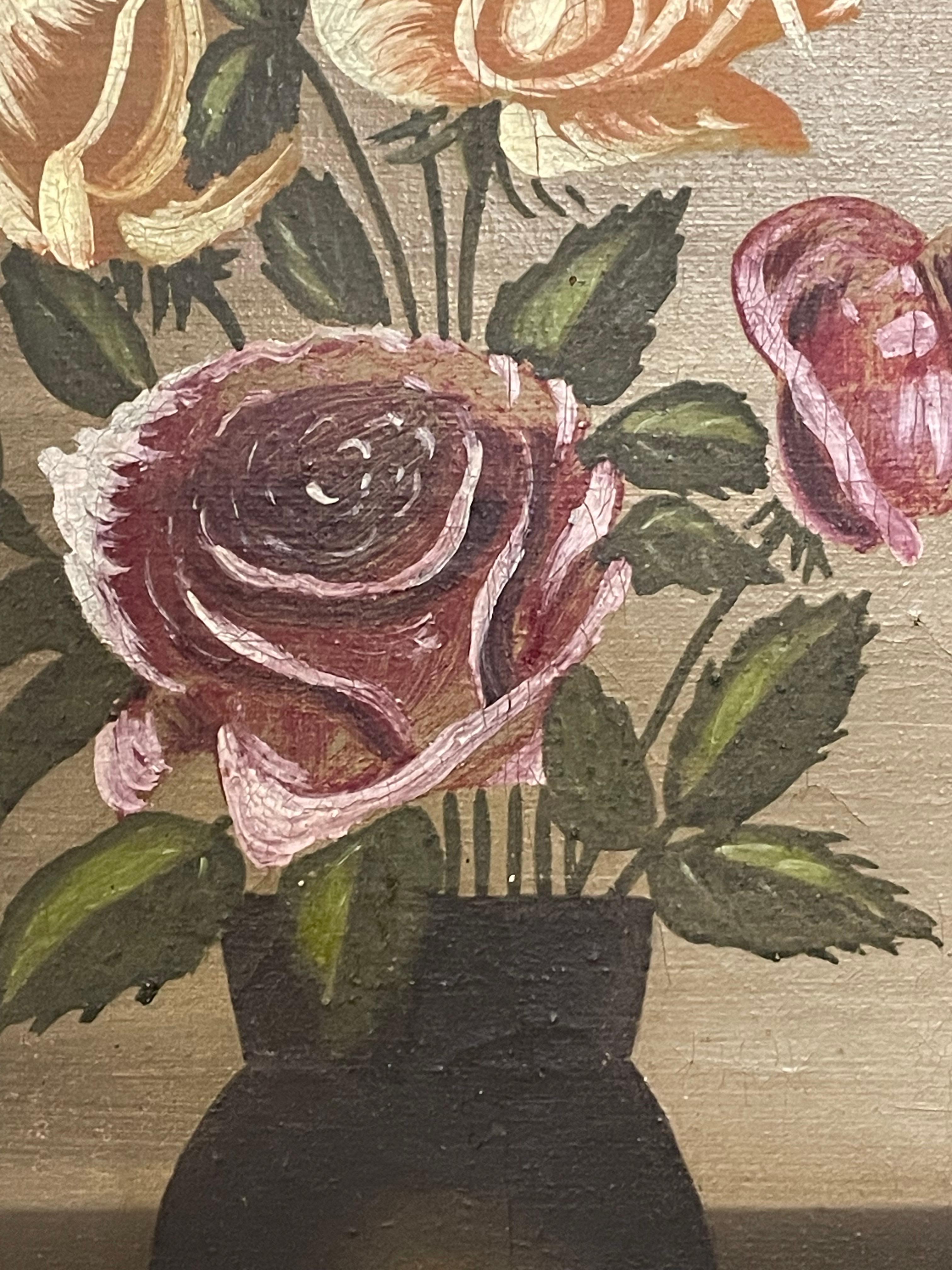 20th Century Pair of vintage original still life floral painting from the 1930s by artist CS For Sale
