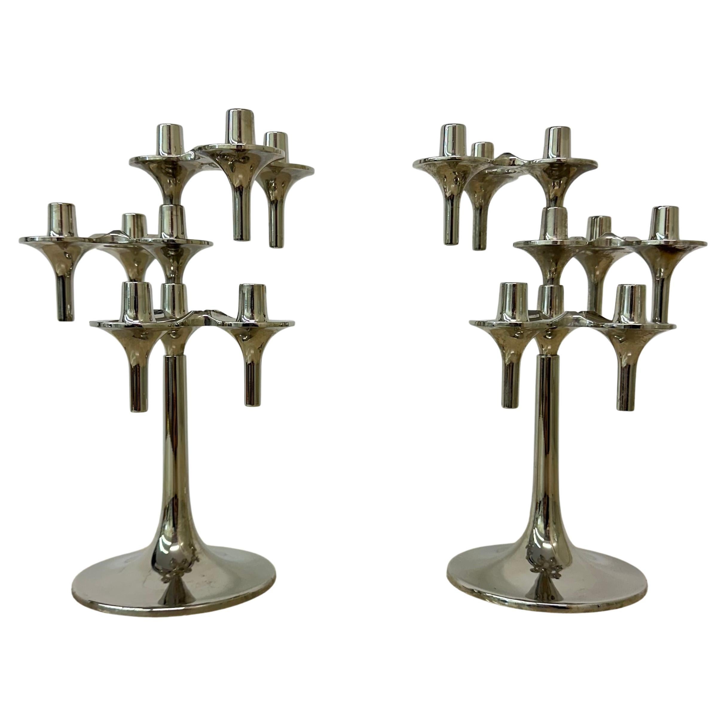 Pair of vintage Orion candlesticks by Nagel & Stoffi for Bmf , Germany 1960s