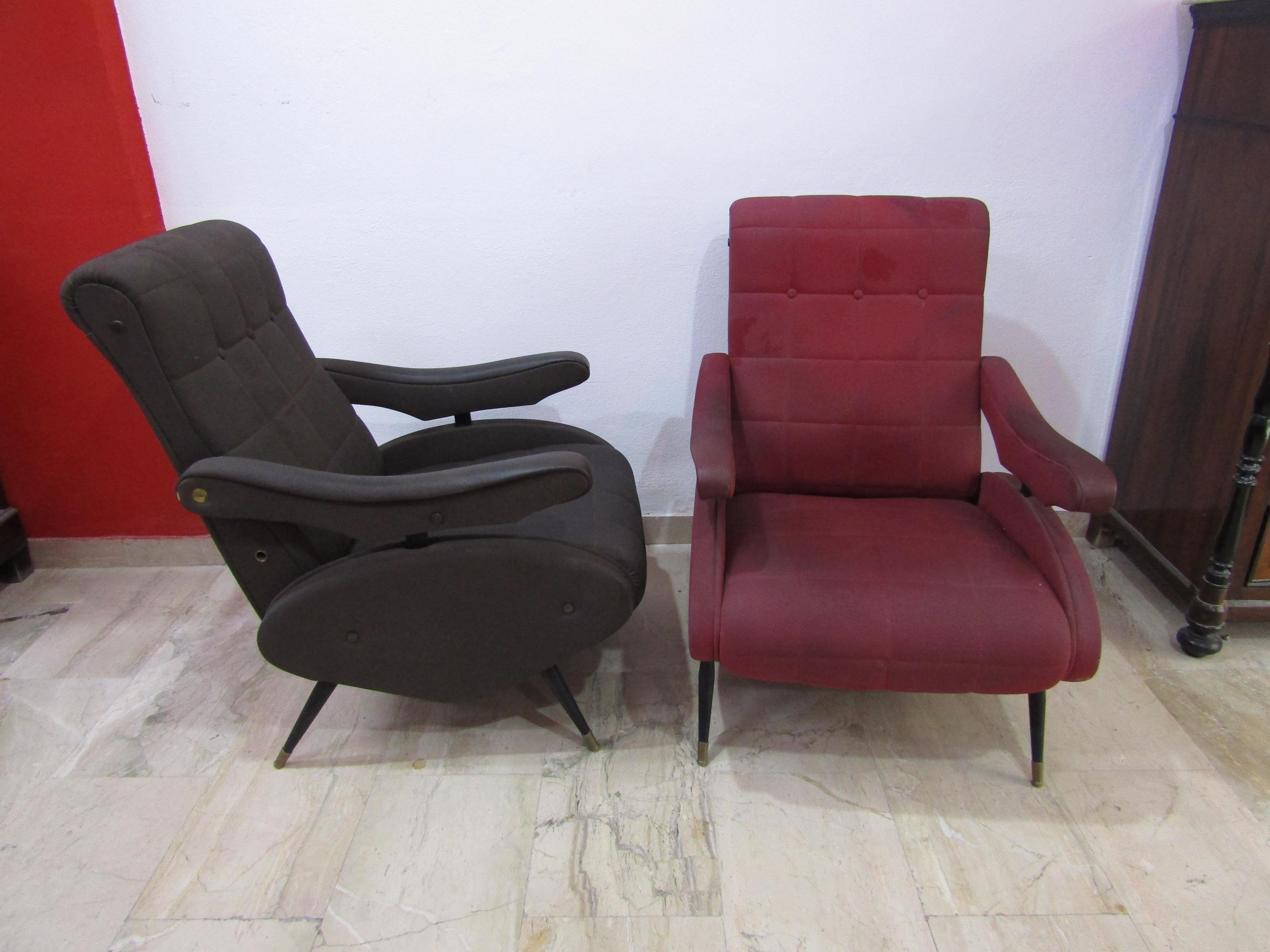 midcentury Pair of  Oscar Recliner Armchair by Ello Pini for Novarredo, 1970s In Good Condition For Sale In Palermo, Italia