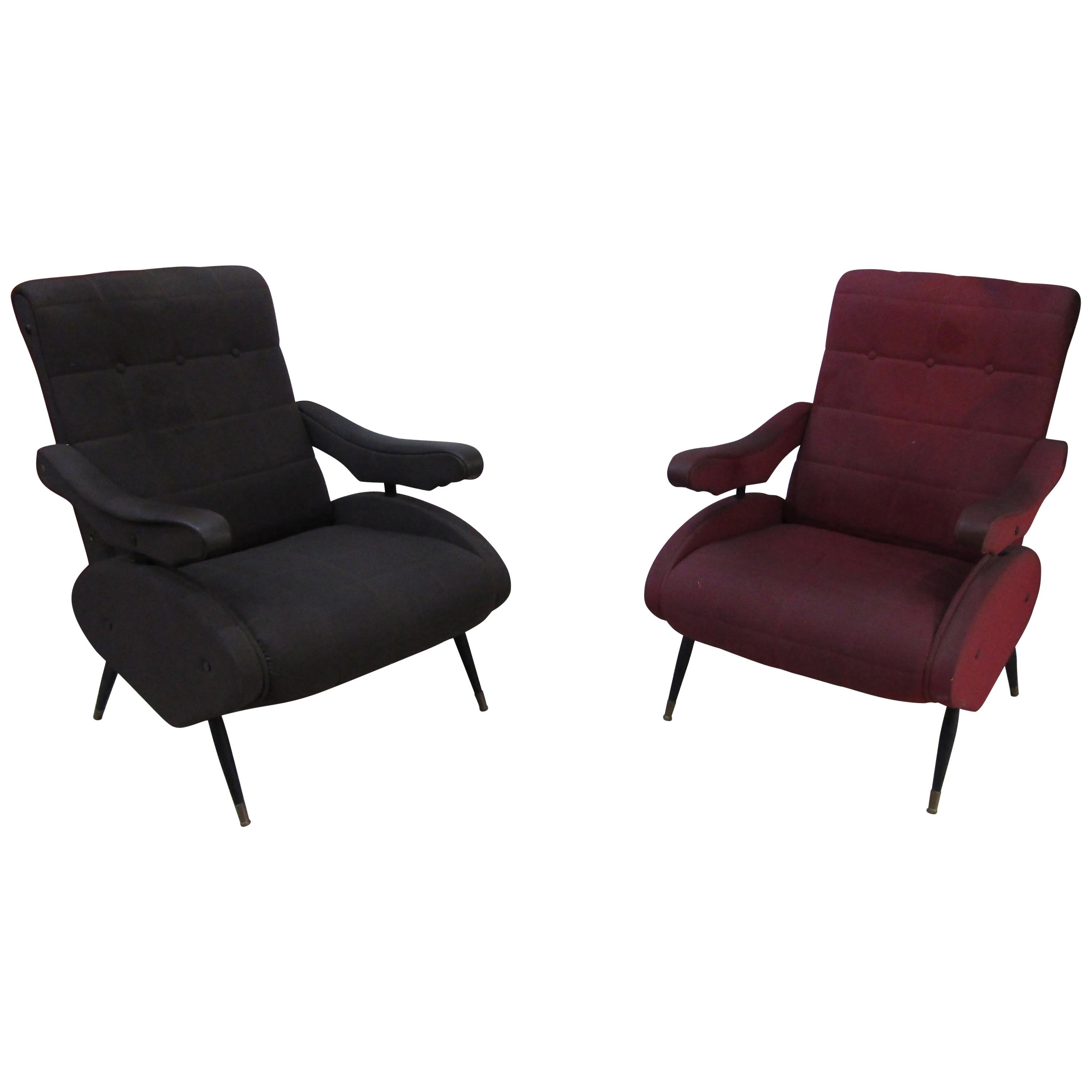 midcentury Pair of  Oscar Recliner Armchair by Ello Pini for Novarredo, 1970s For Sale