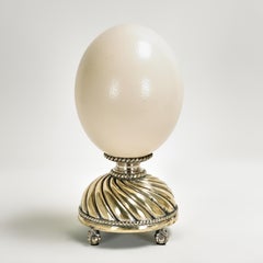 Pair of Vintage Ostrich Eggs on Stands by Maitland Smith