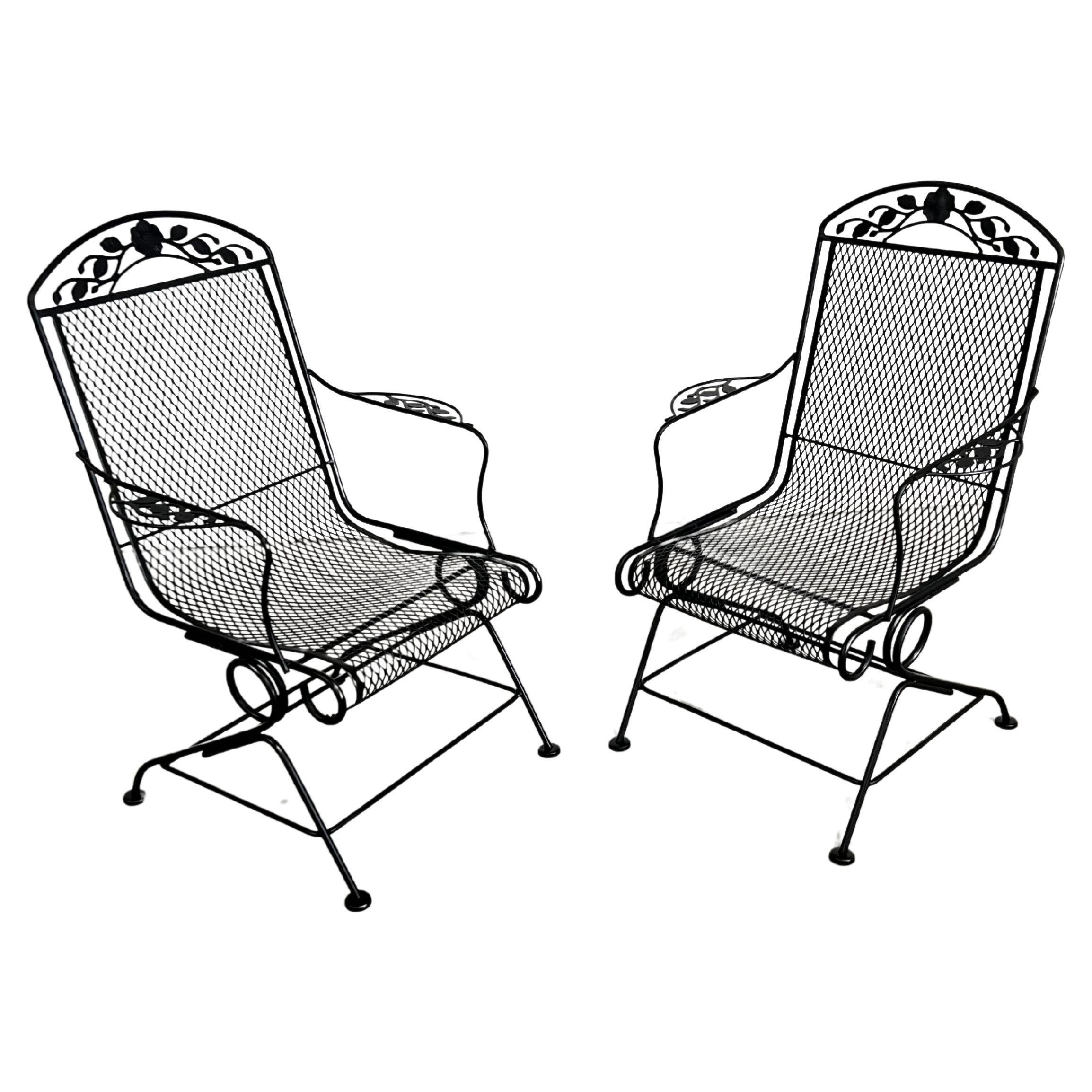 Pair of Vintage Outdoor Woodard Springer Dining Chairs For Sale
