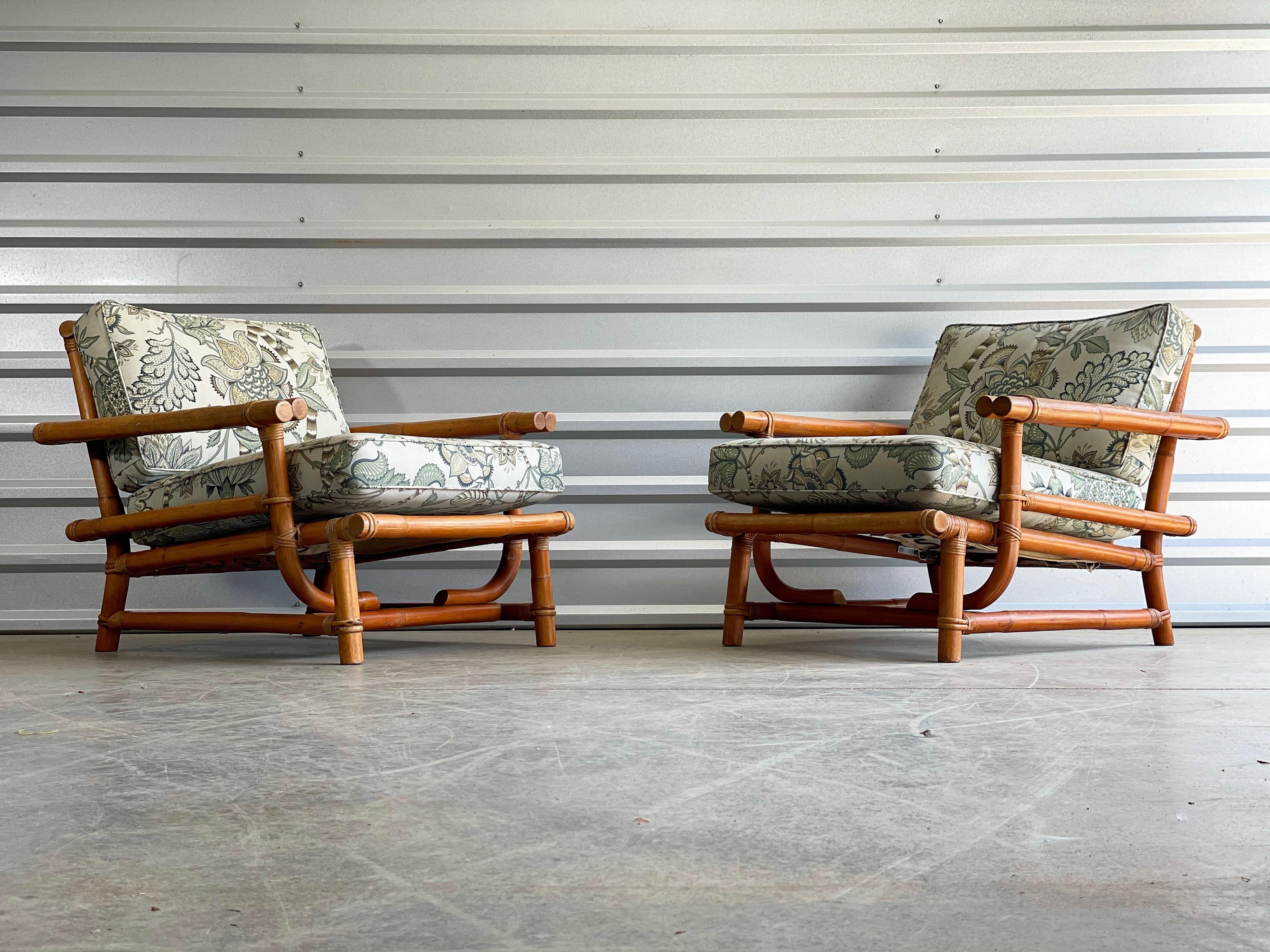 vintage bamboo lounge chairs