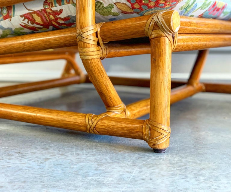 Pair of Vintage Oversized Rattan Bamboo McGuire Lounge Chairs and