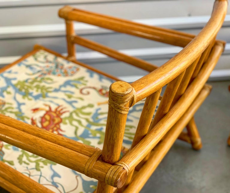 Pair of Vintage Oversized Rattan Bamboo McGuire Lounge Chairs and