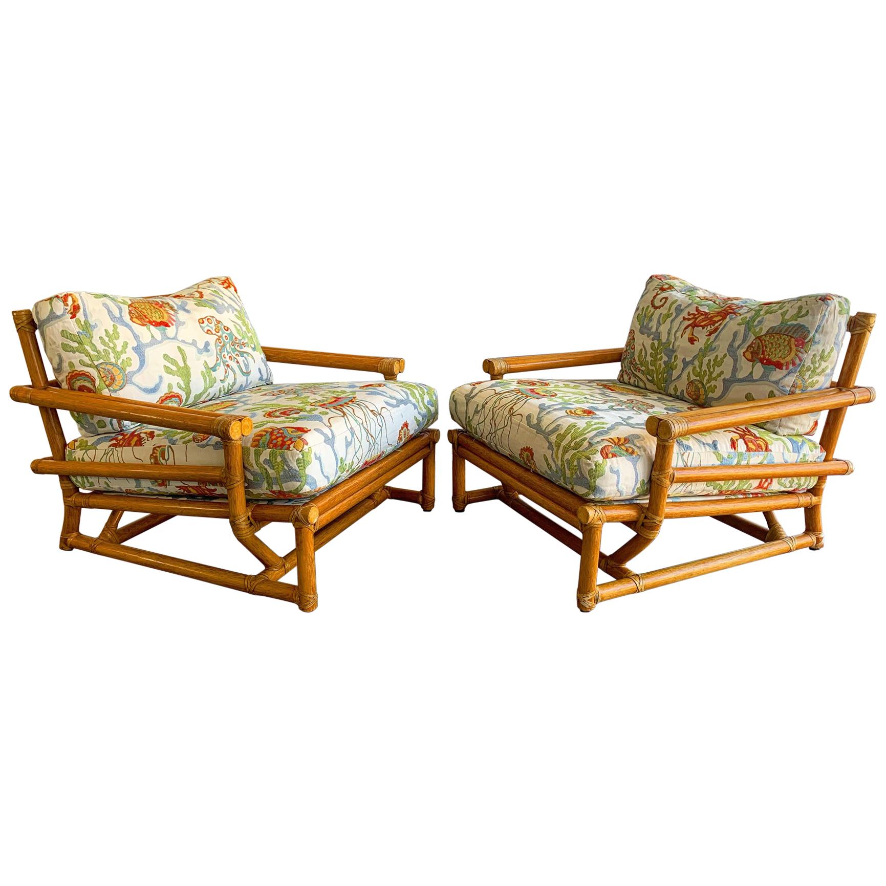 Details about   McGuire Furniture Arm Chair Rattan Bamboo Vintage 
