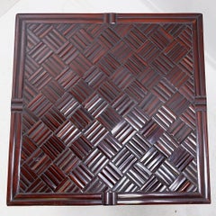 Pair of vintage pagoda tables in faux bamboo chevron pattern - Maitland & Clasco