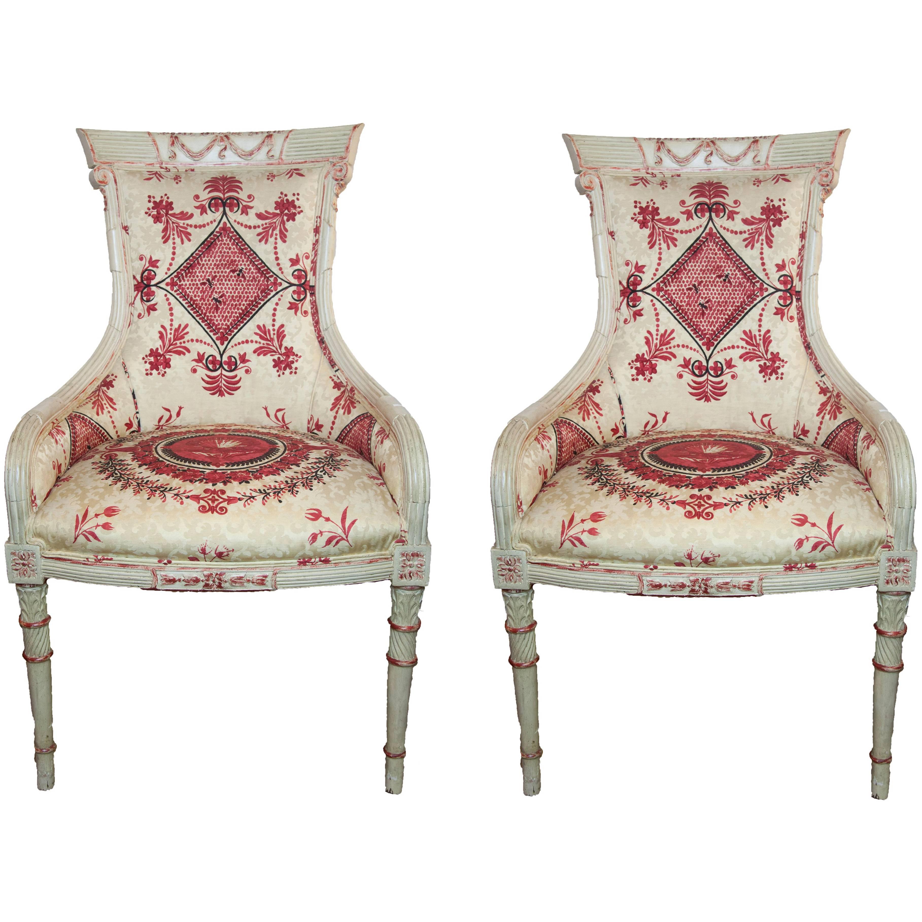 Pair of Vintage Painted Armchairs