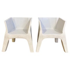 Paire de fauteuils Vintage en bois peint et sculpté