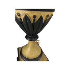 Pair of Vintage Painted Carved Wood Urn Shaped Lamps