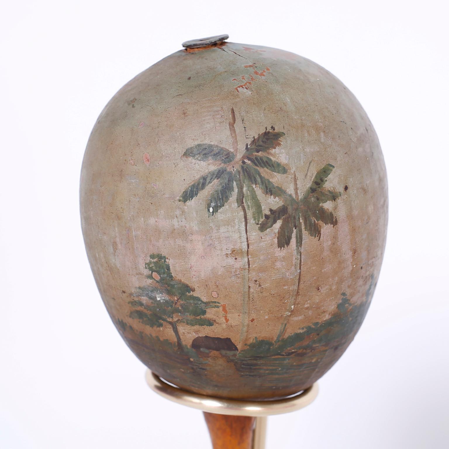 Hand-Painted Pair of Vintage Painted Cuban Maracas