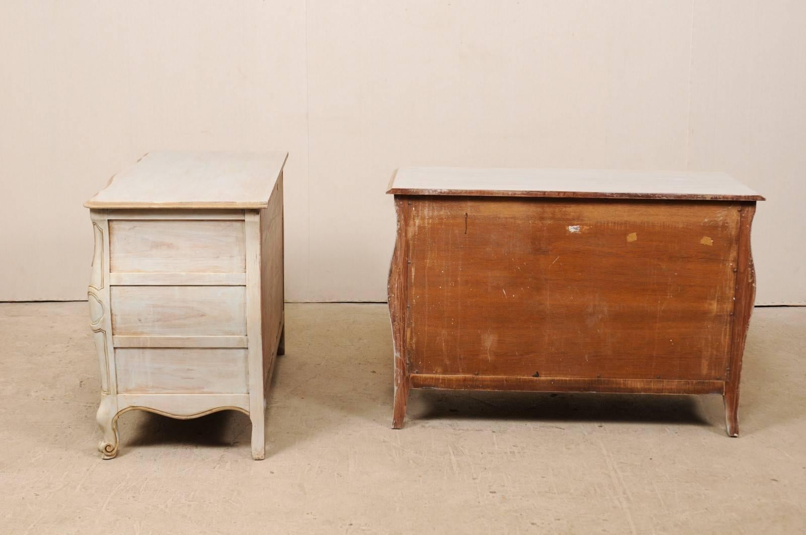 20th Century Pair of Mid-20th C. Painted Wood Bombé Style Chest of Drawers w/Scalloped Skirts