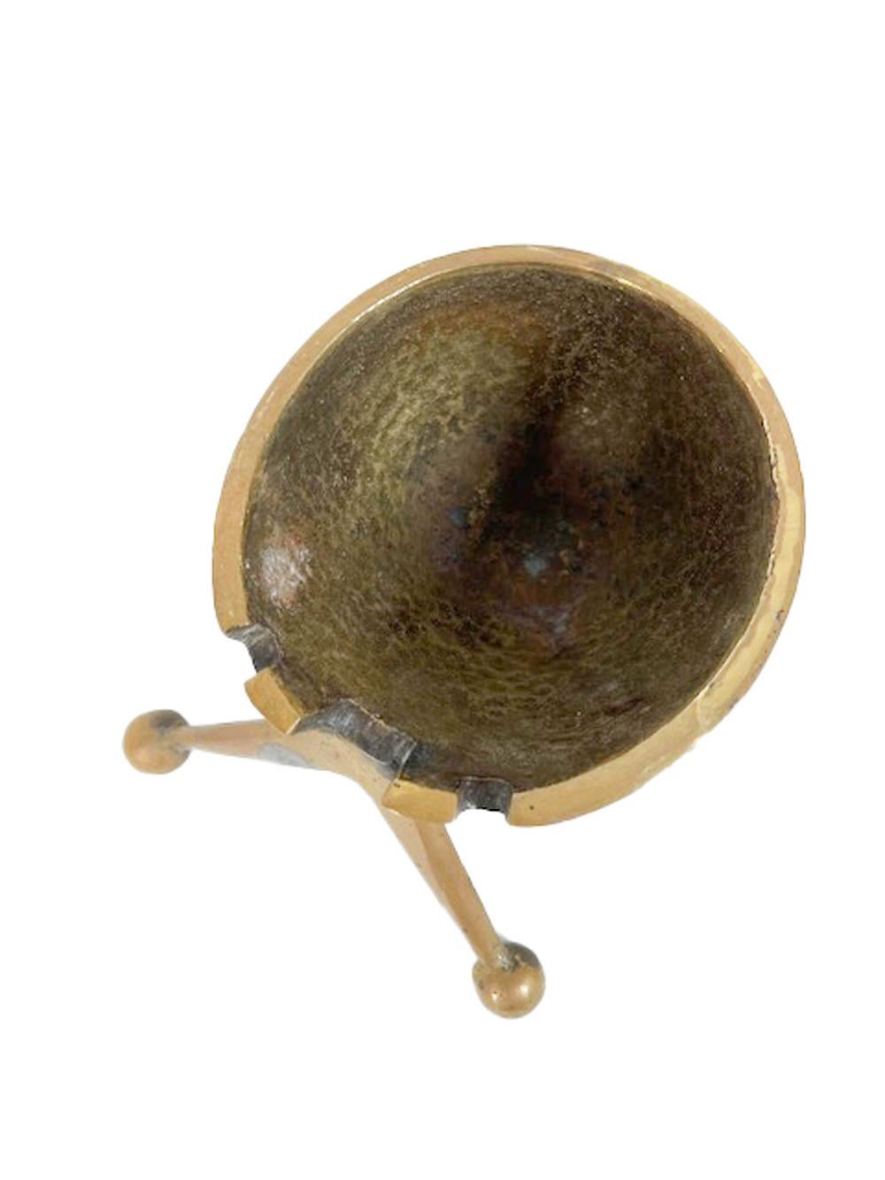 Pair of Vintage Pal-Bell Cast Bronze Stylized Snail Ashtrays with Green Patina For Sale 1