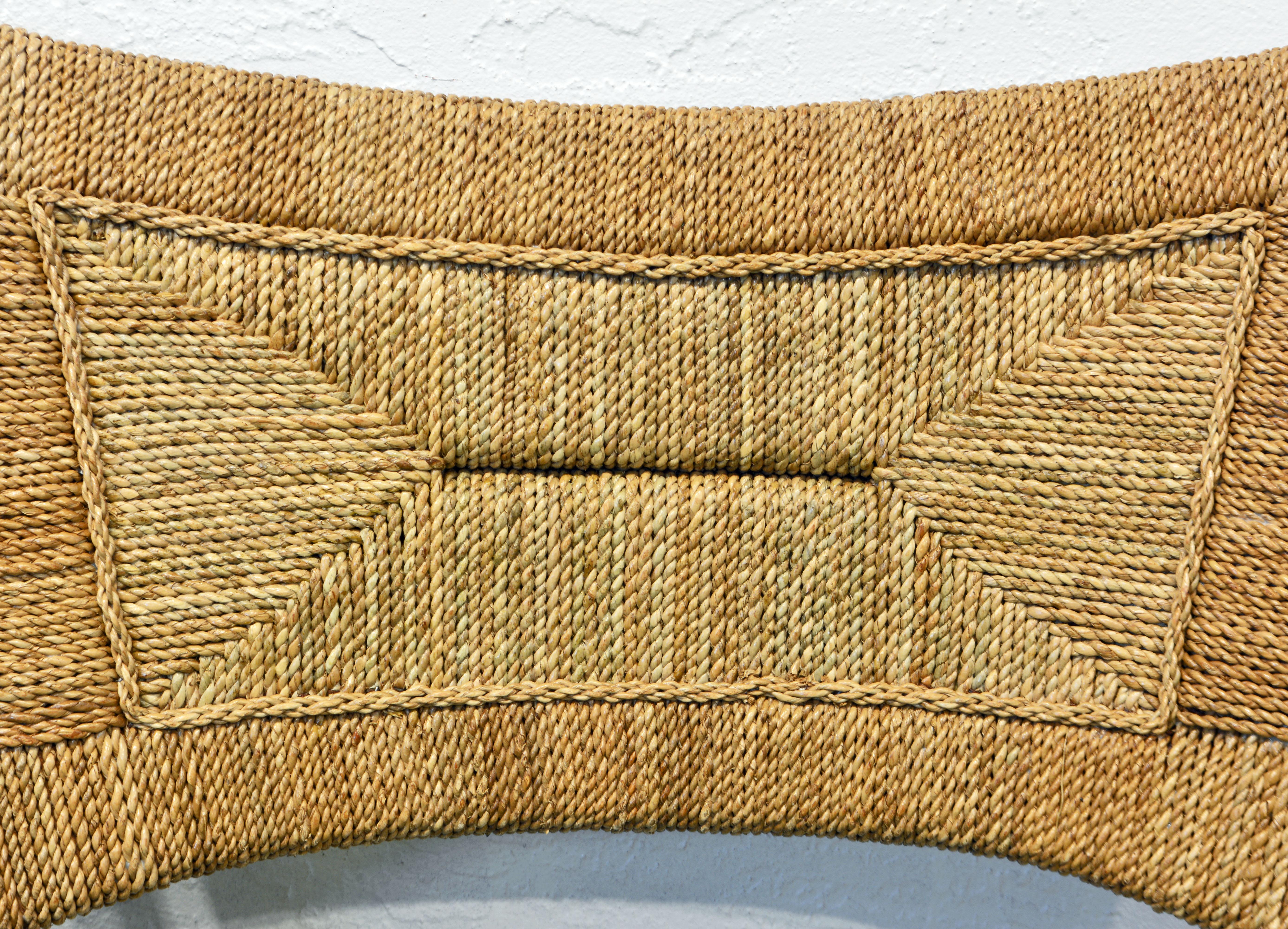 Hand-Woven Pair of Vintage Palecek Woven Natural Seagrass Fiber Lounge Chairs and Cushions