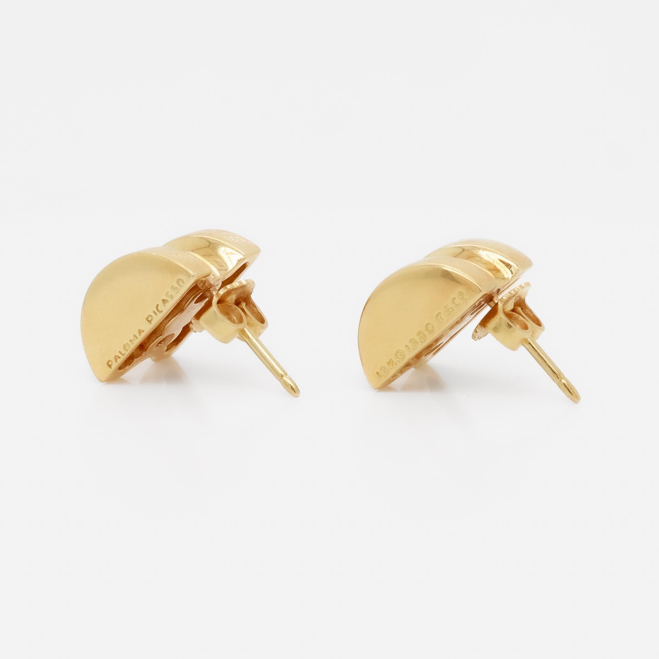Pareja de pendientes vintage Paloma Picasso for Tiffany & Co. de oro de 18 quilates 